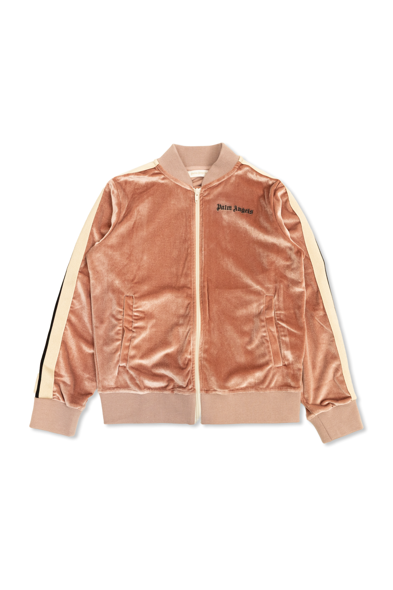 Palm Angels Kids Welurowa Bluza Zapinana Na Zamek, Unisex, Różowy