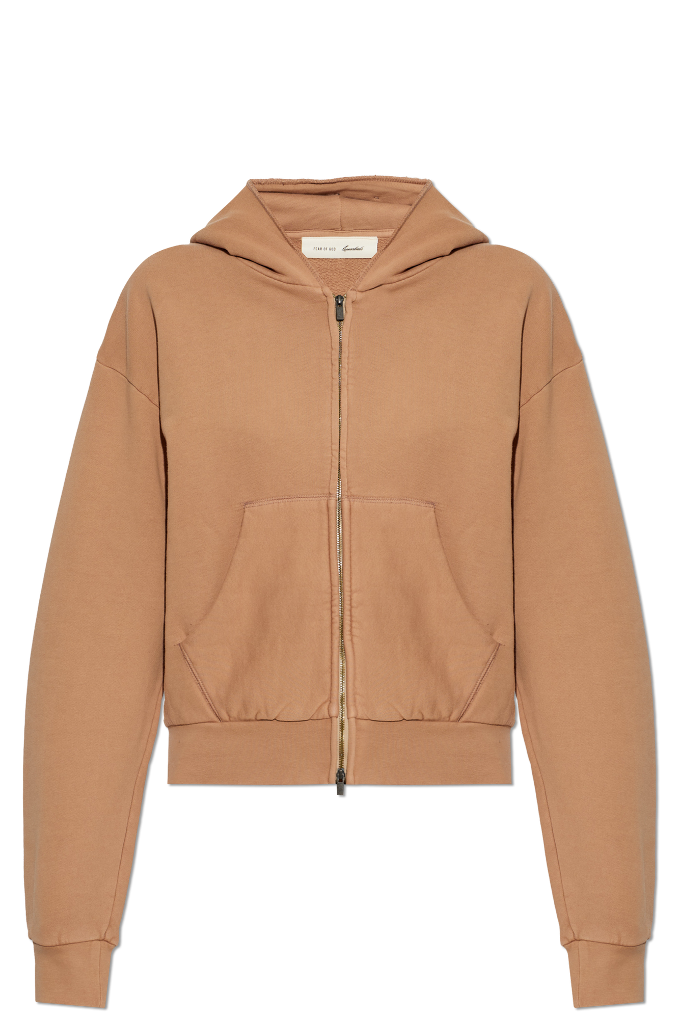 Fear Of God Essentials Bawełniana Bluza Z Kapturem, Kobiety, Brązowy