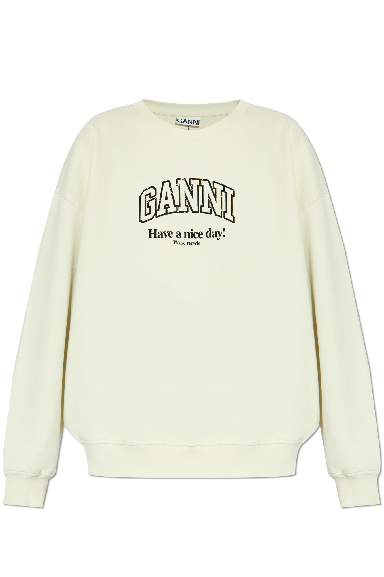 Ganni Bluza Z Logo, Kobiety, Zielony