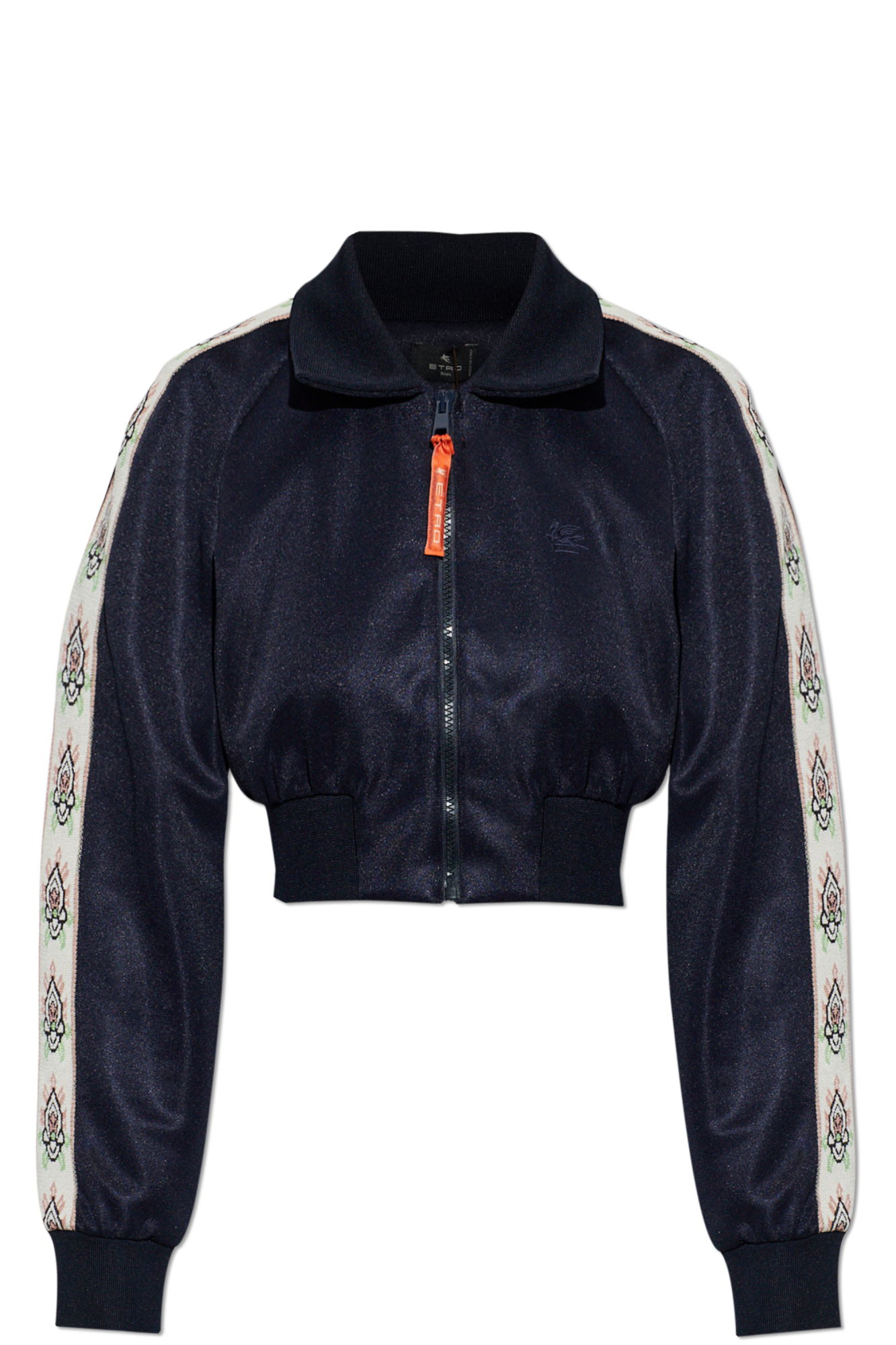 Etro Krótka Bluza Z Wyszytym Logo, Kobiety, Granatowy