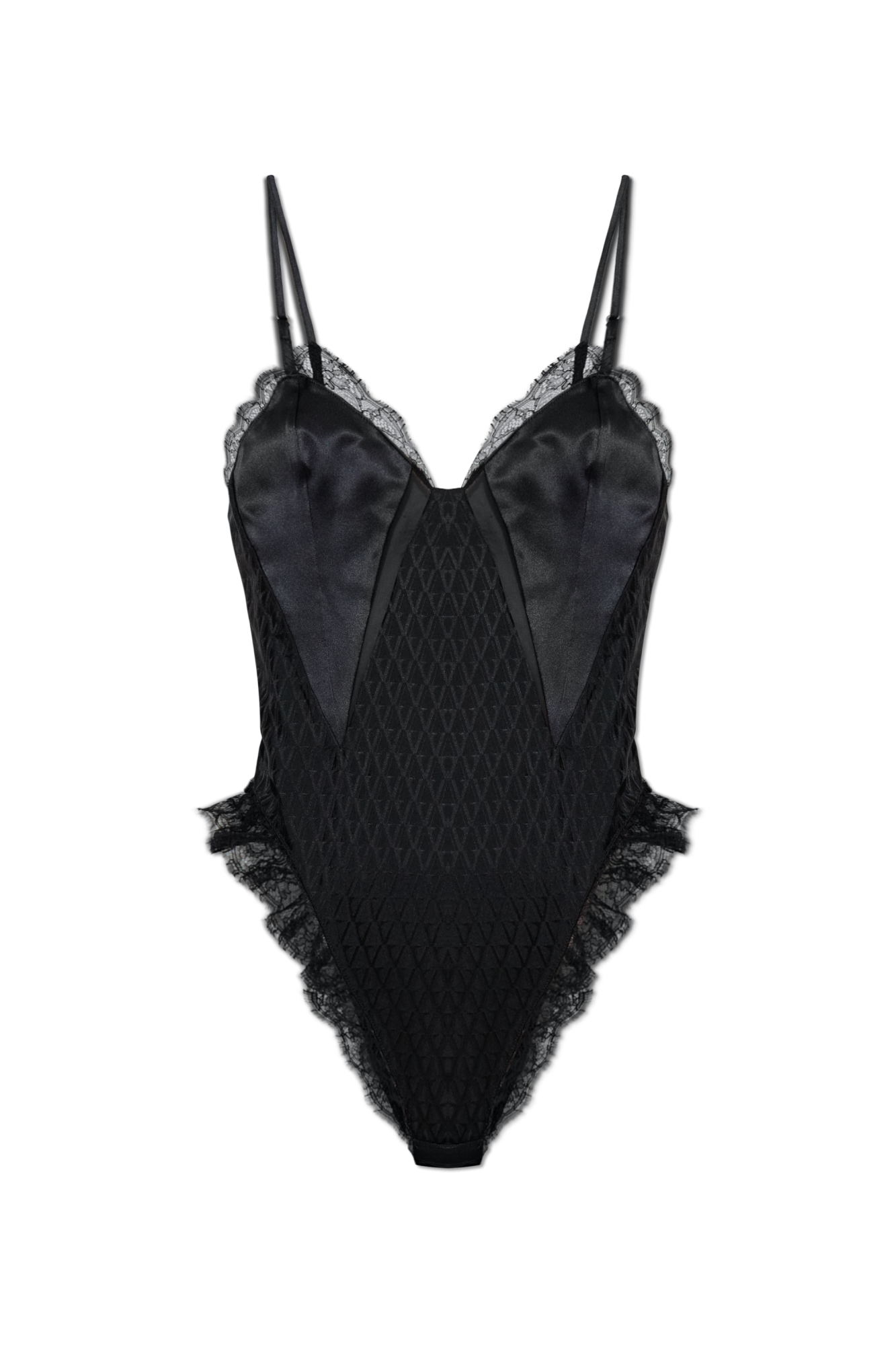 Versace Body Z Koronkowymi Wstawkami, Kobiety, Czarny