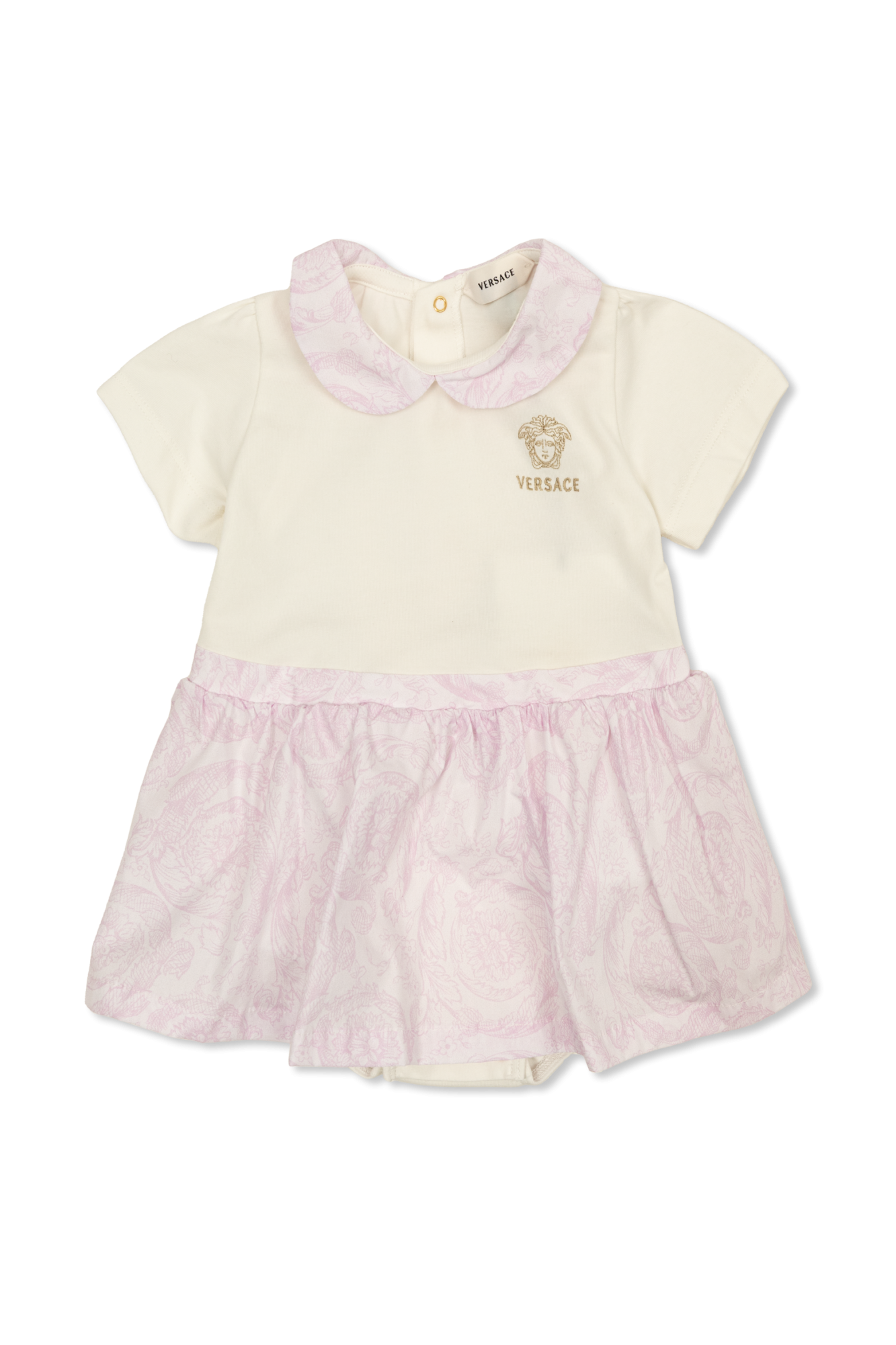 Versace Kids Sukienka Z Wyszytym Logo, Unisex, Kremowy