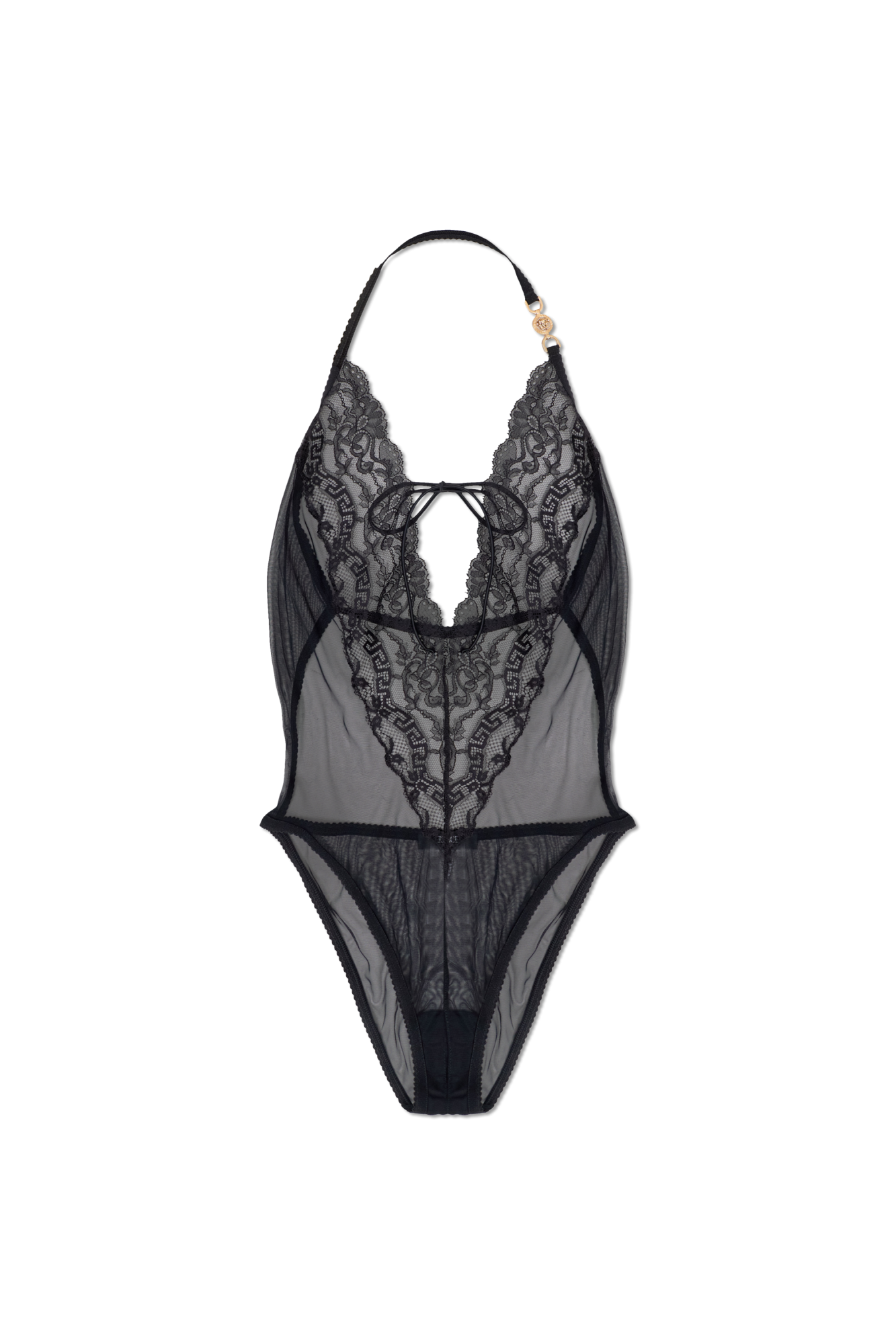 Versace Koronkowe Body, Kobiety, Czarny
