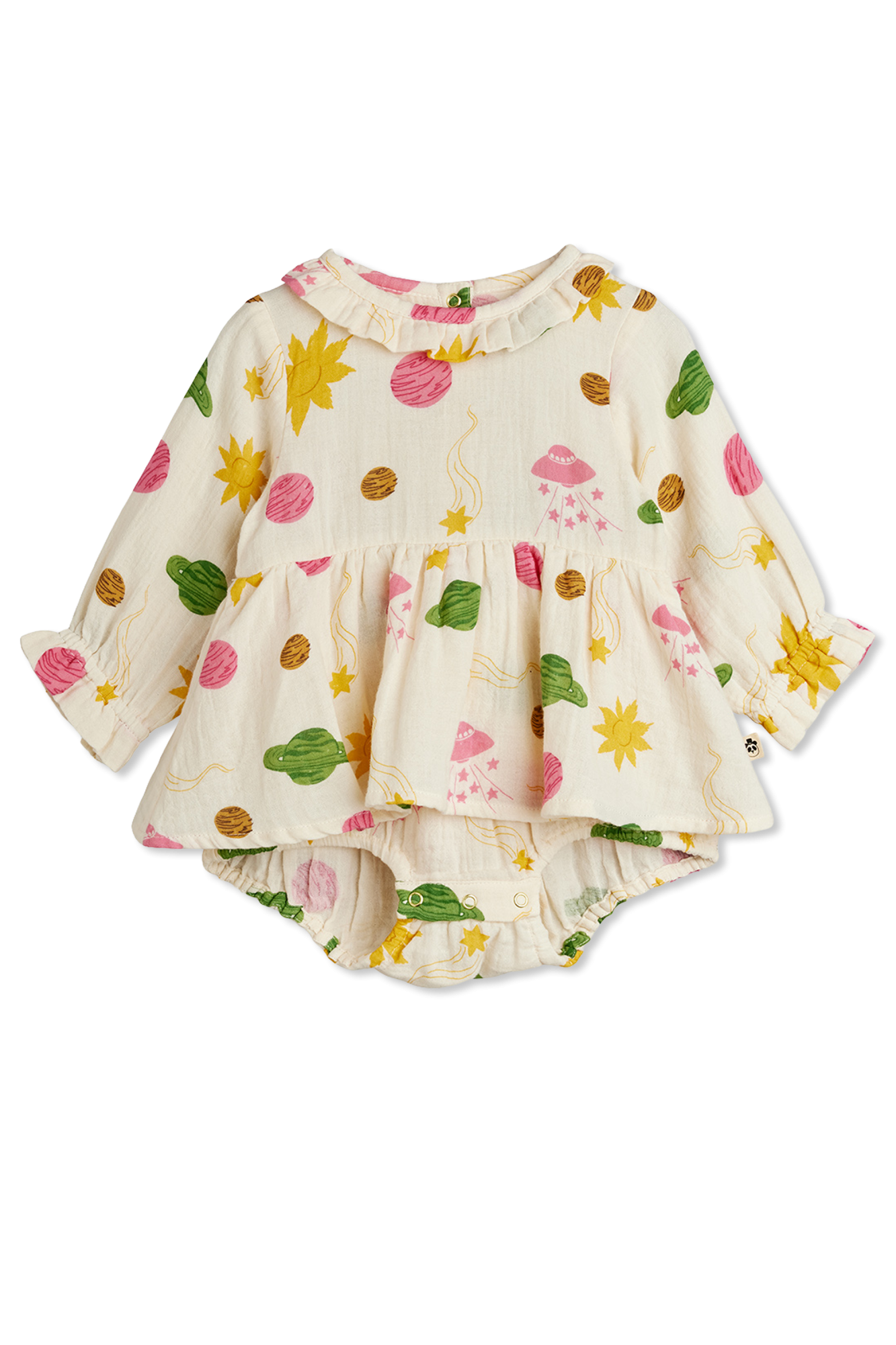 Mini Rodini Sukienka Z Kolorowym Nadrukiem, Unisex, Kremowy