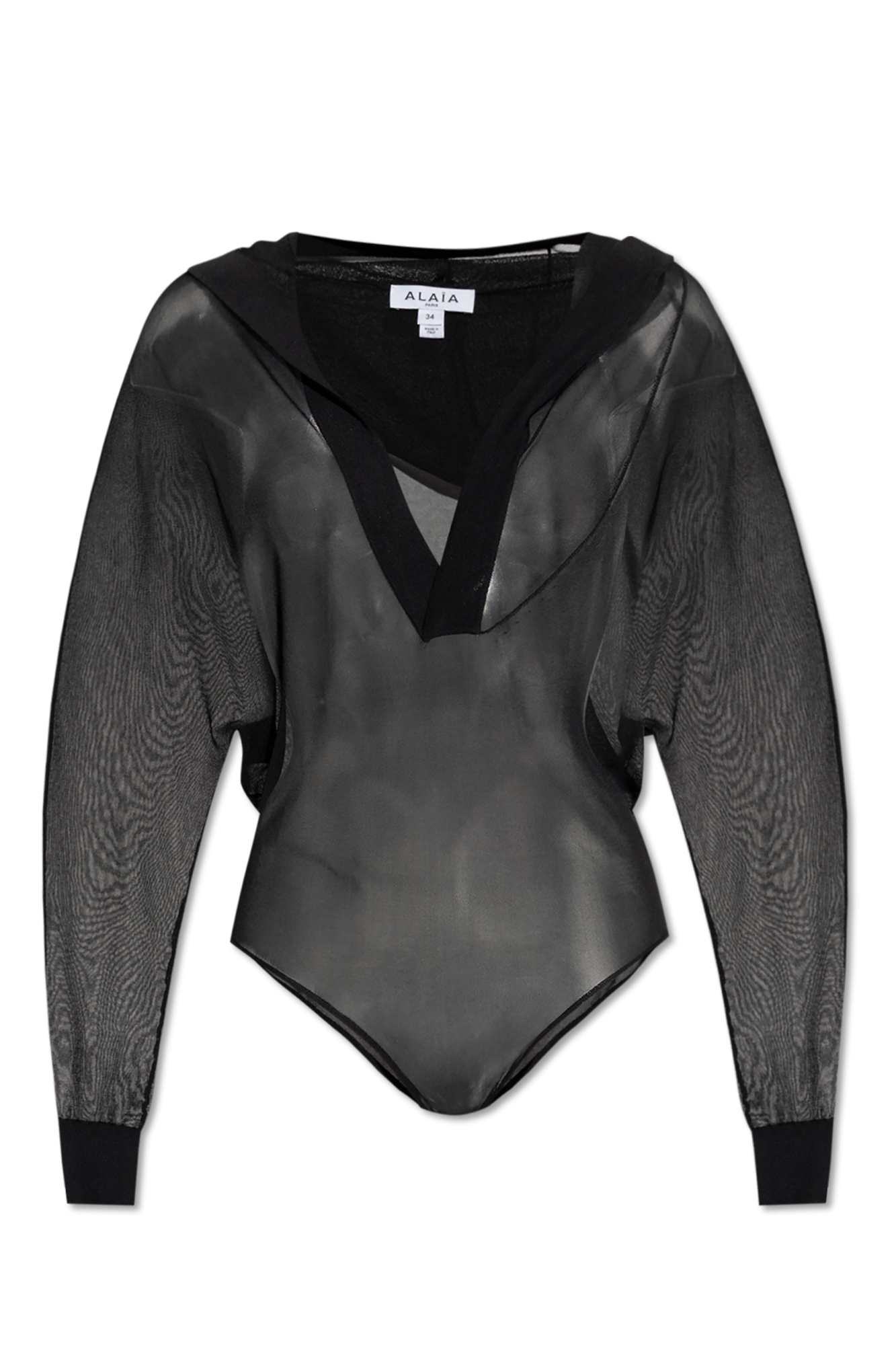 Alaïa Transparentne Body Z Kapturem, Kobiety, Czarny