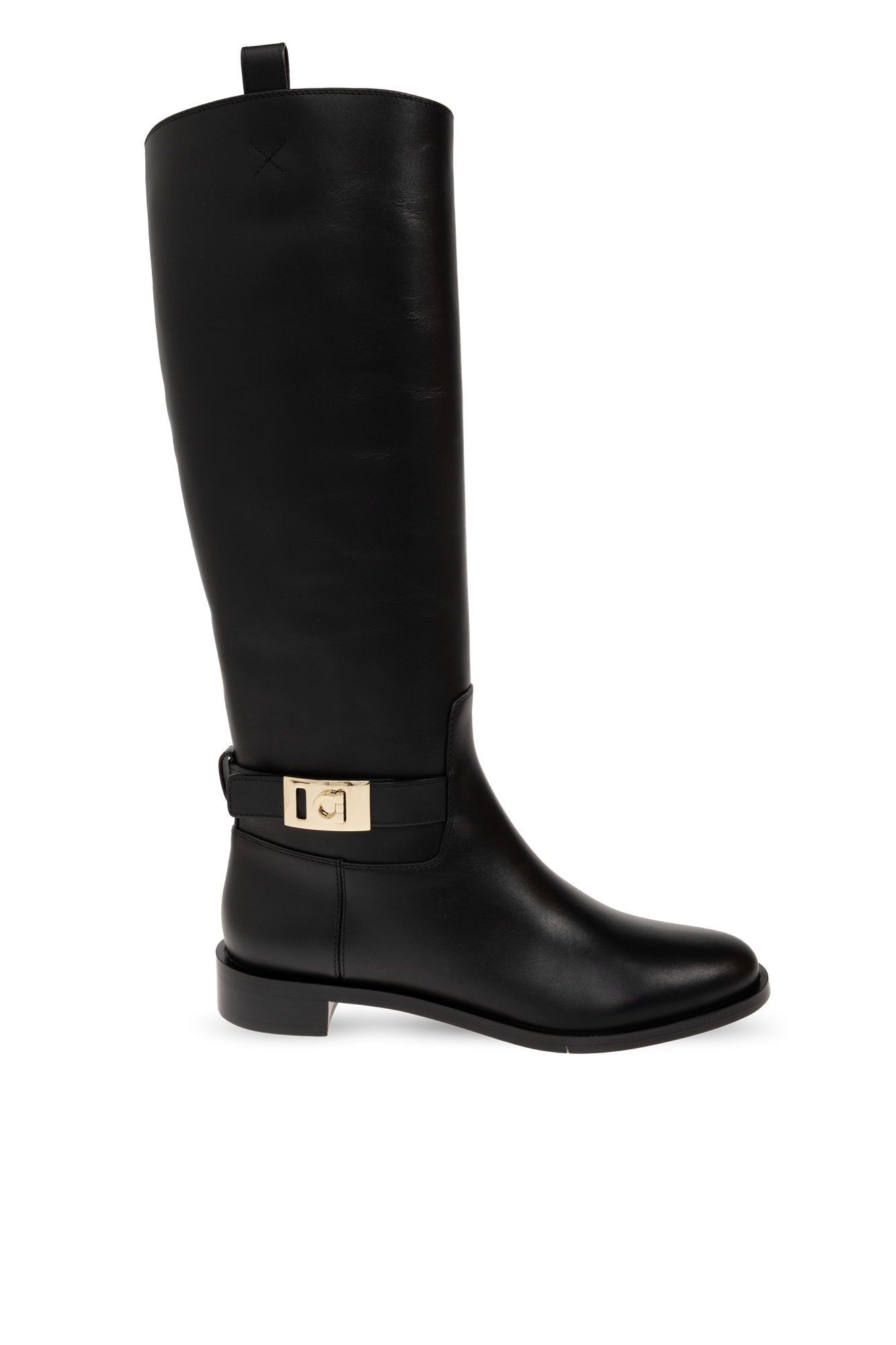 FERRAGAMO Skórzane Kozaki `Zakia`, Kobiety, Czarny