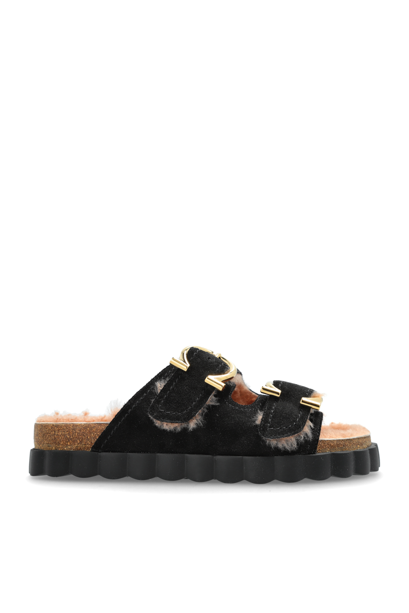 FERRAGAMO Zamszowe Klapki `Kapalua`, Kobiety, Czarny