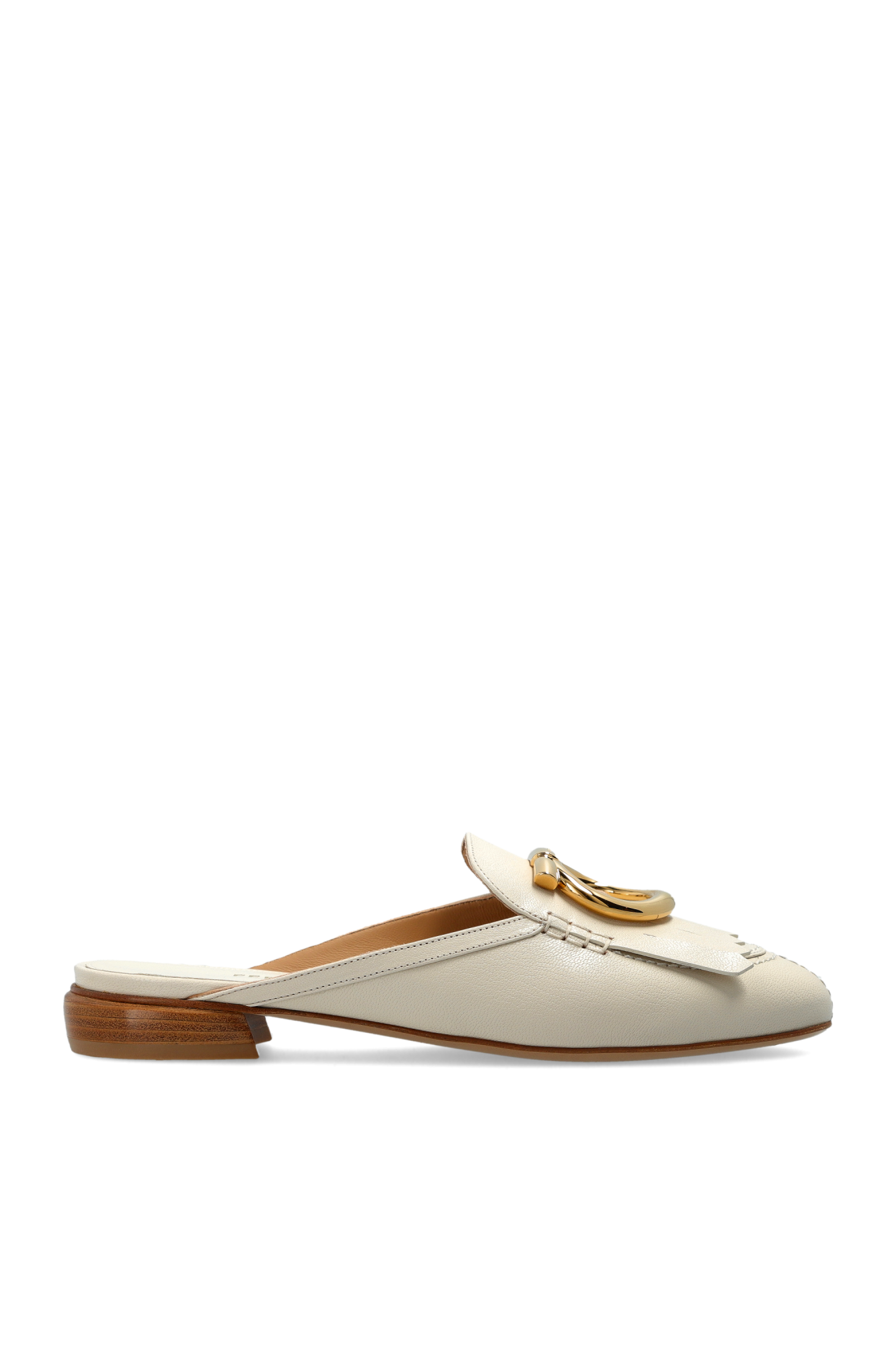 FERRAGAMO Skórzane Klapki `Sibilly`, Kobiety, Kremowy