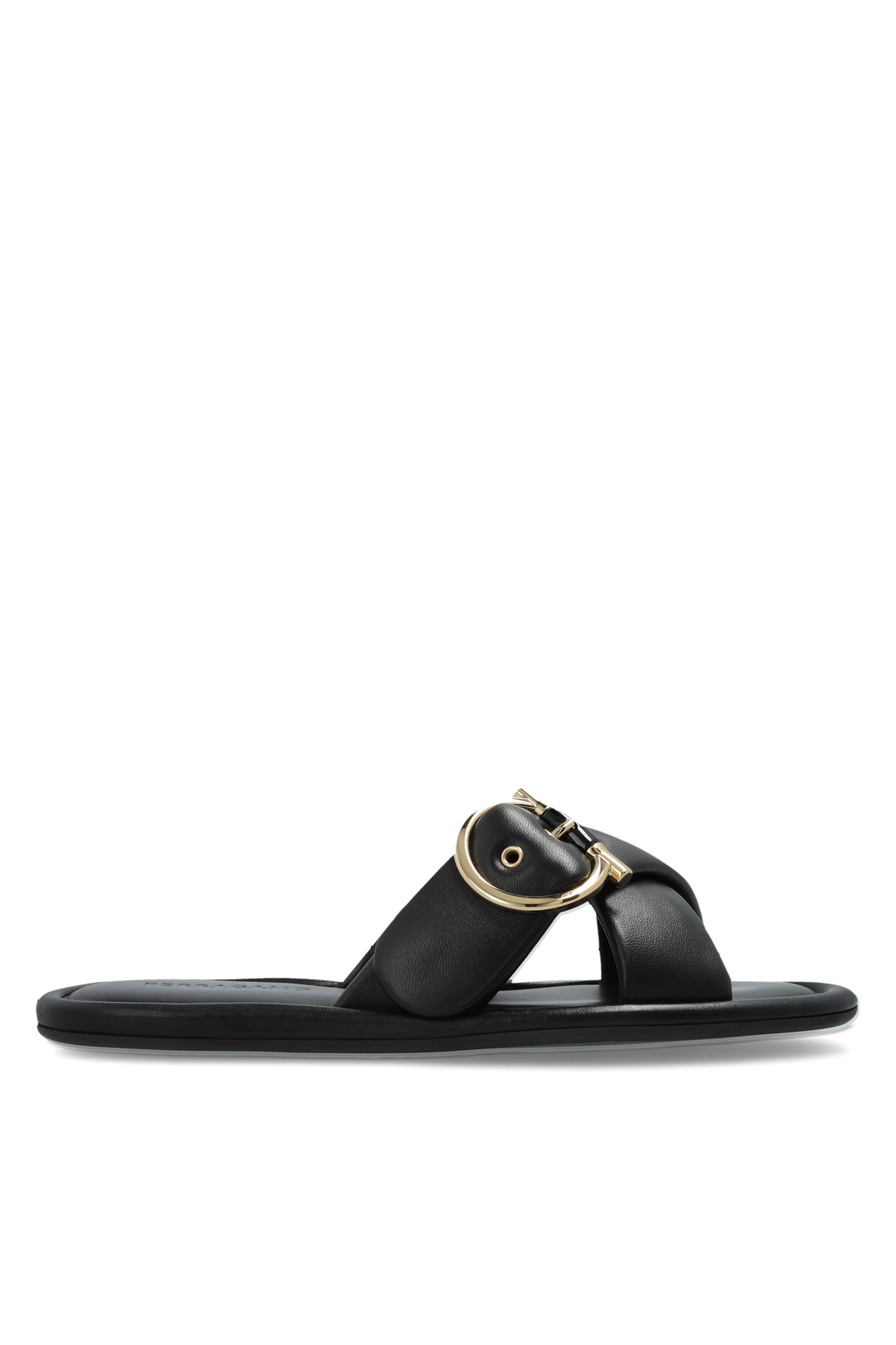 FERRAGAMO Skórzane Klapki `Elyzia`, Kobiety, Czarny