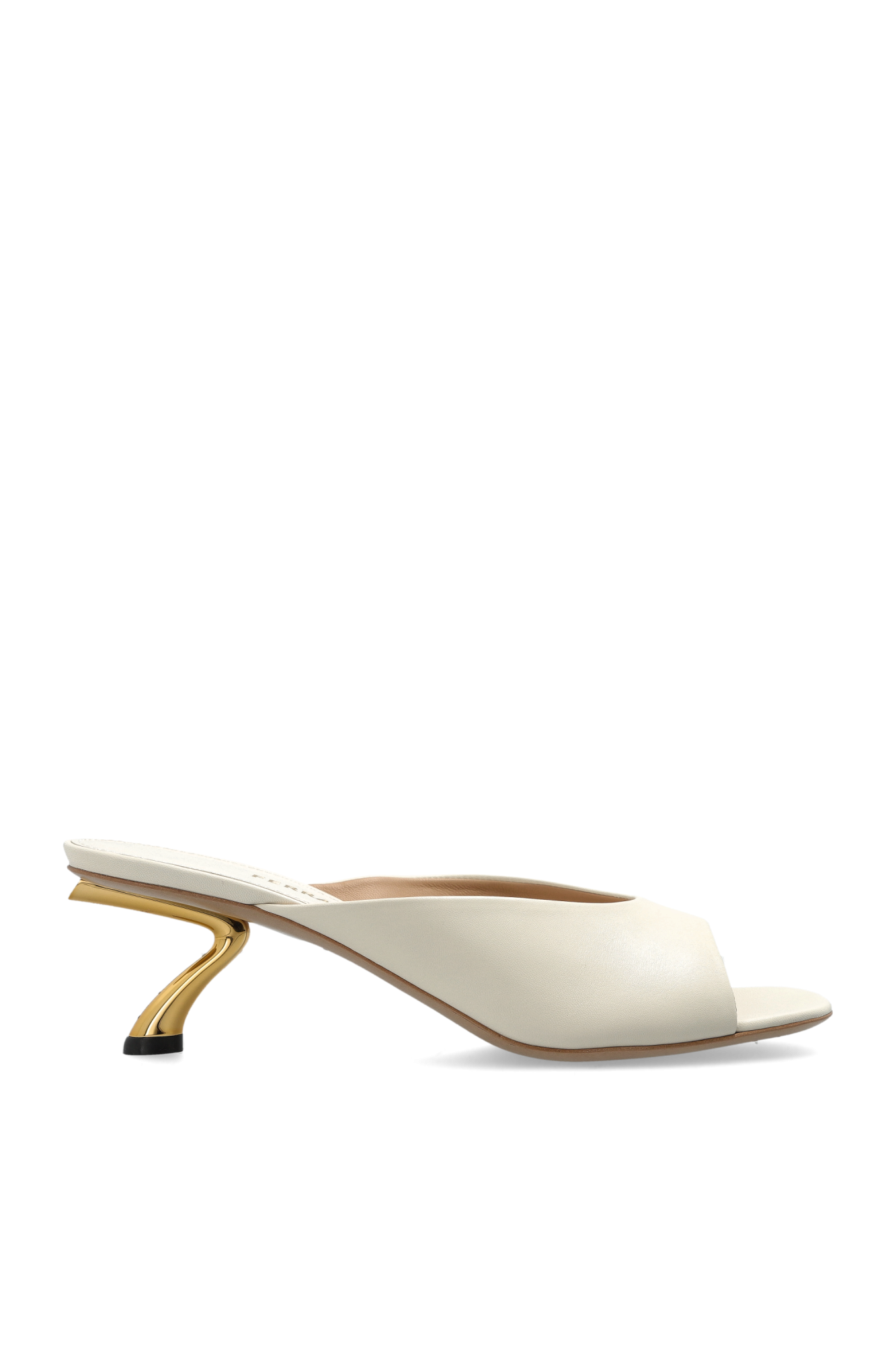 FERRAGAMO Klapki Na Obcasie `Igea`, Kobiety, Kremowy
