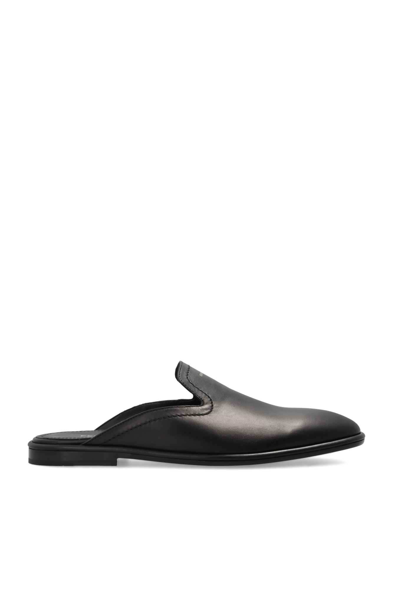 FERRAGAMO Skórzane Klapki `Tampa`, Mężczyźni, Czarny