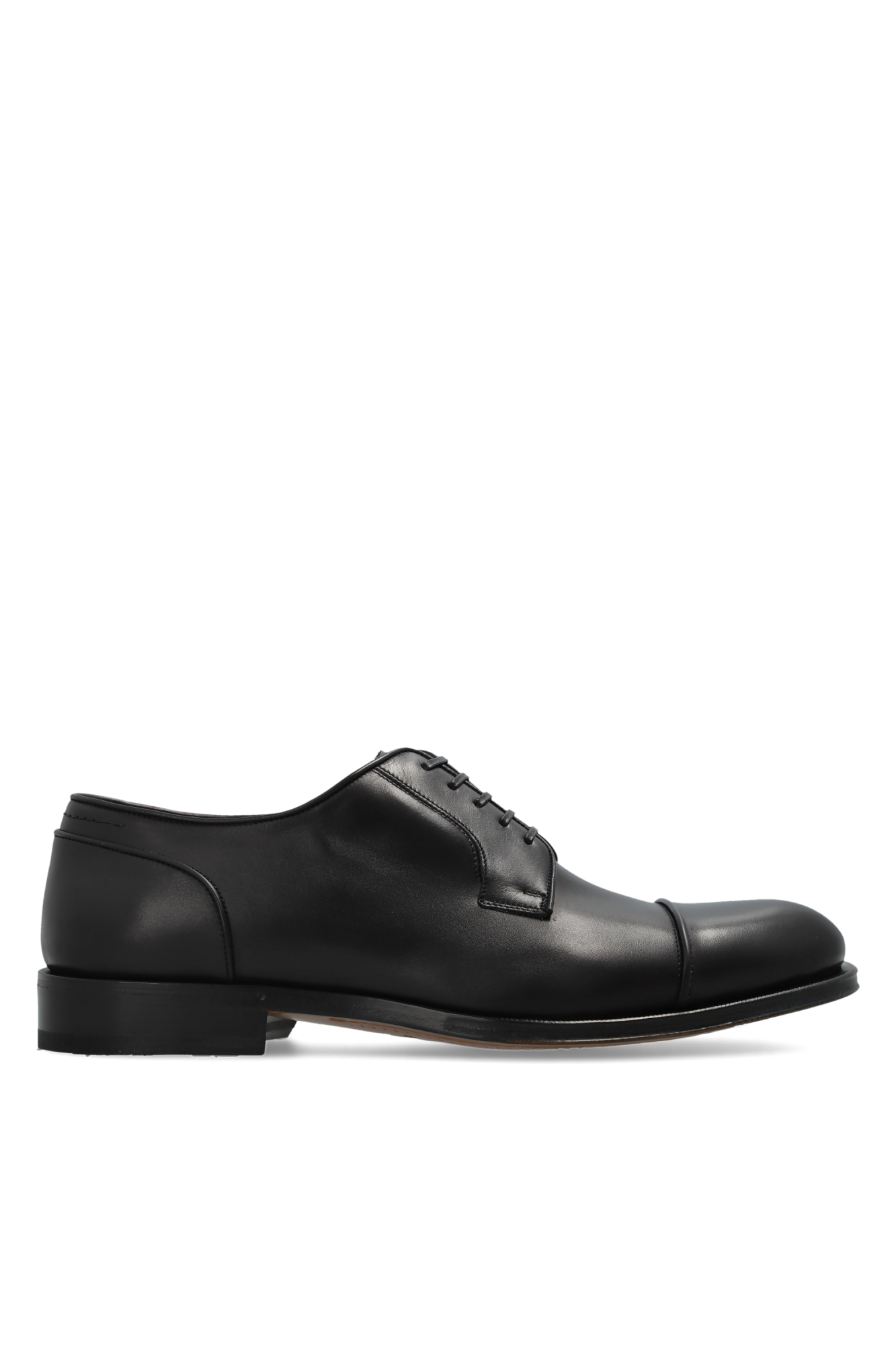 FERRAGAMO Skórzane Buty `Scott`, Mężczyźni, Czarny