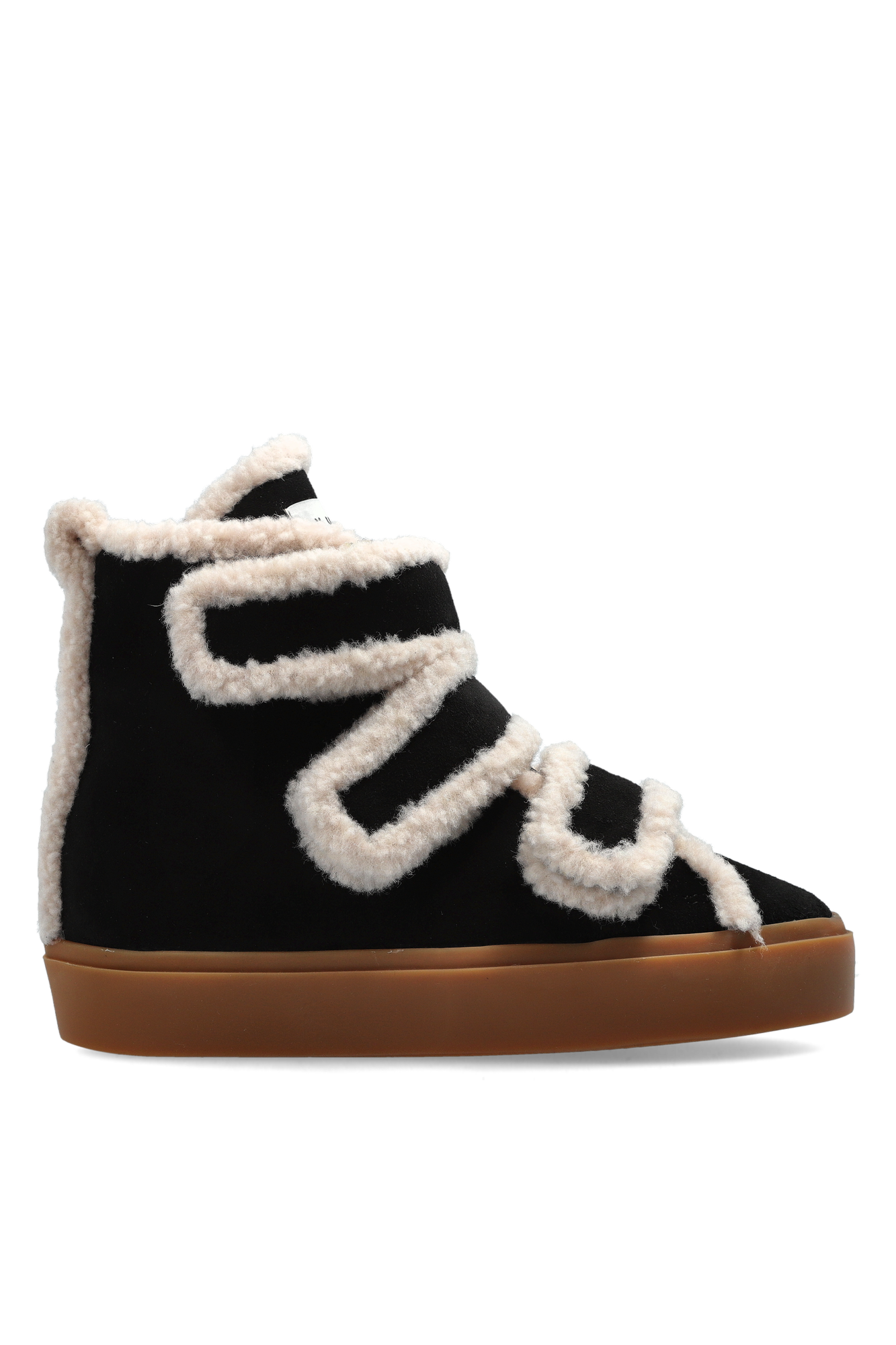 Inuikii Buty Na Koturnie ‘Shearling Velcro Wedge’, Kobiety, Czarny