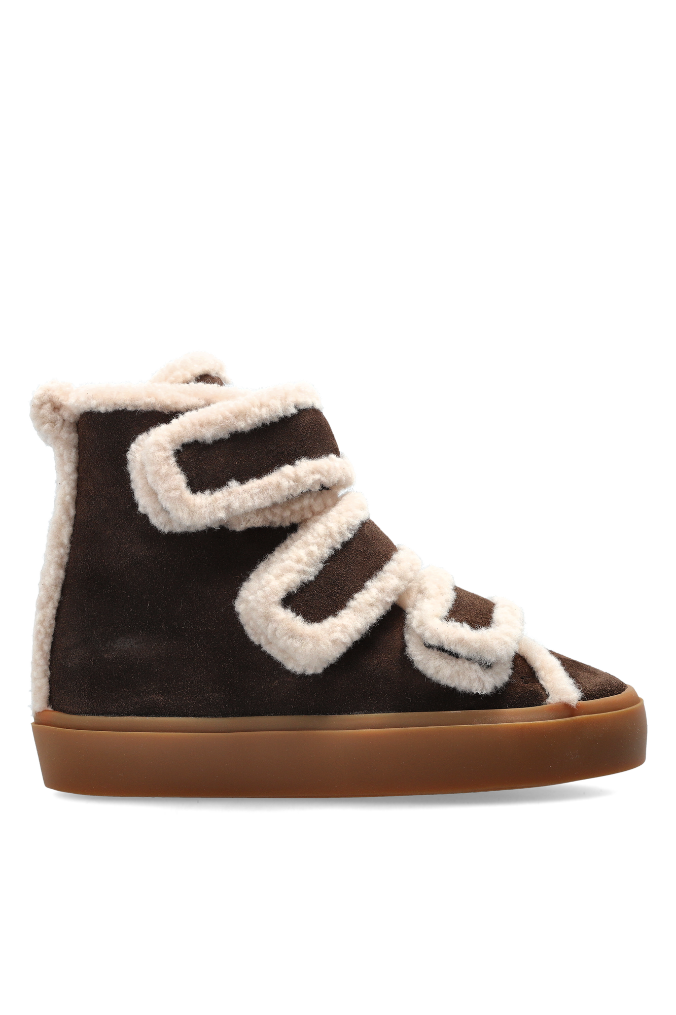 Inuikii Buty Na Koturnie ‘Shearling Velcro Wedge’, Kobiety, Brązowy