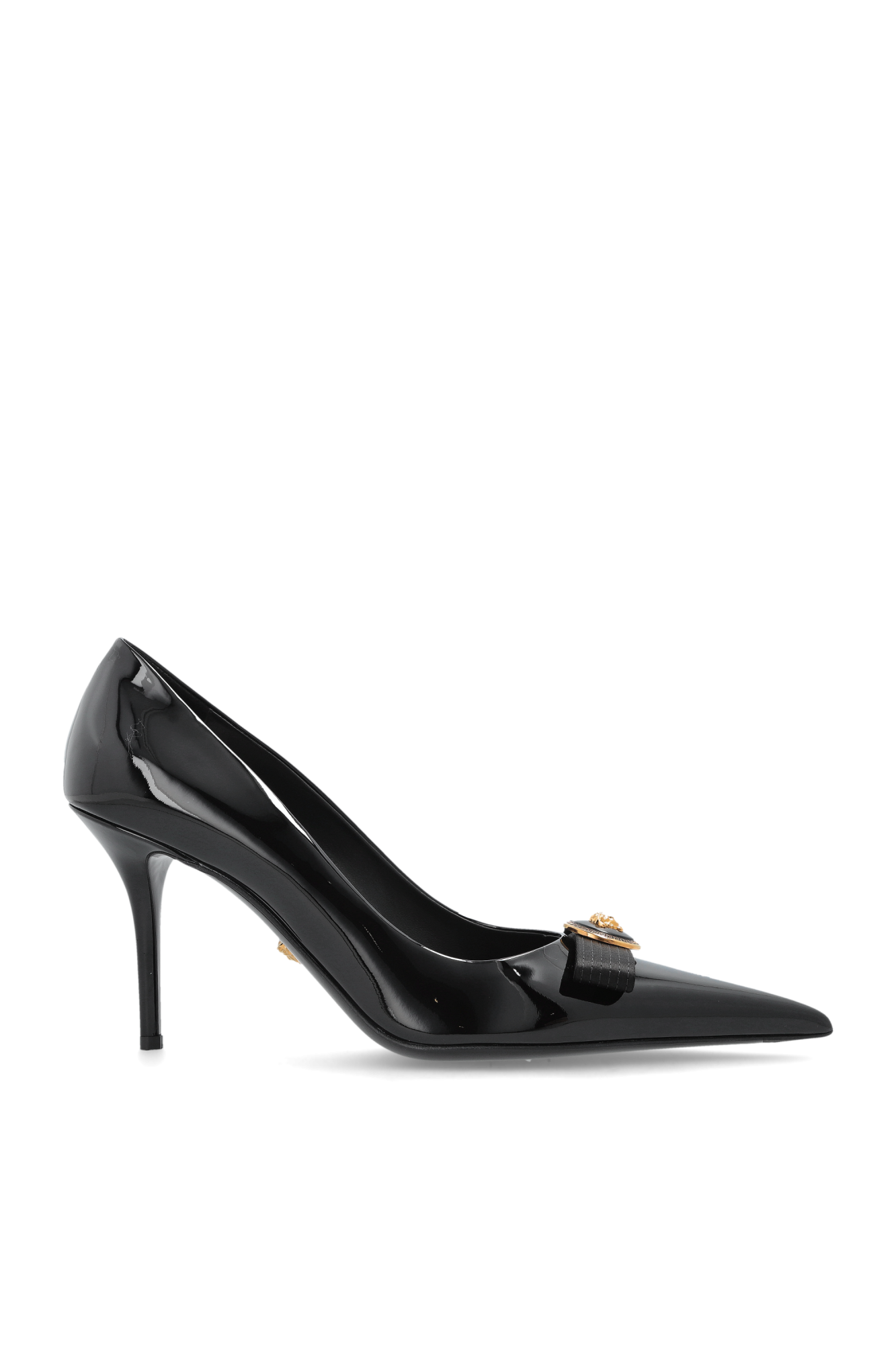 Versace Skórzane Buty Na Obcasie Z Głową Meduzy, Kobiety, Czarny