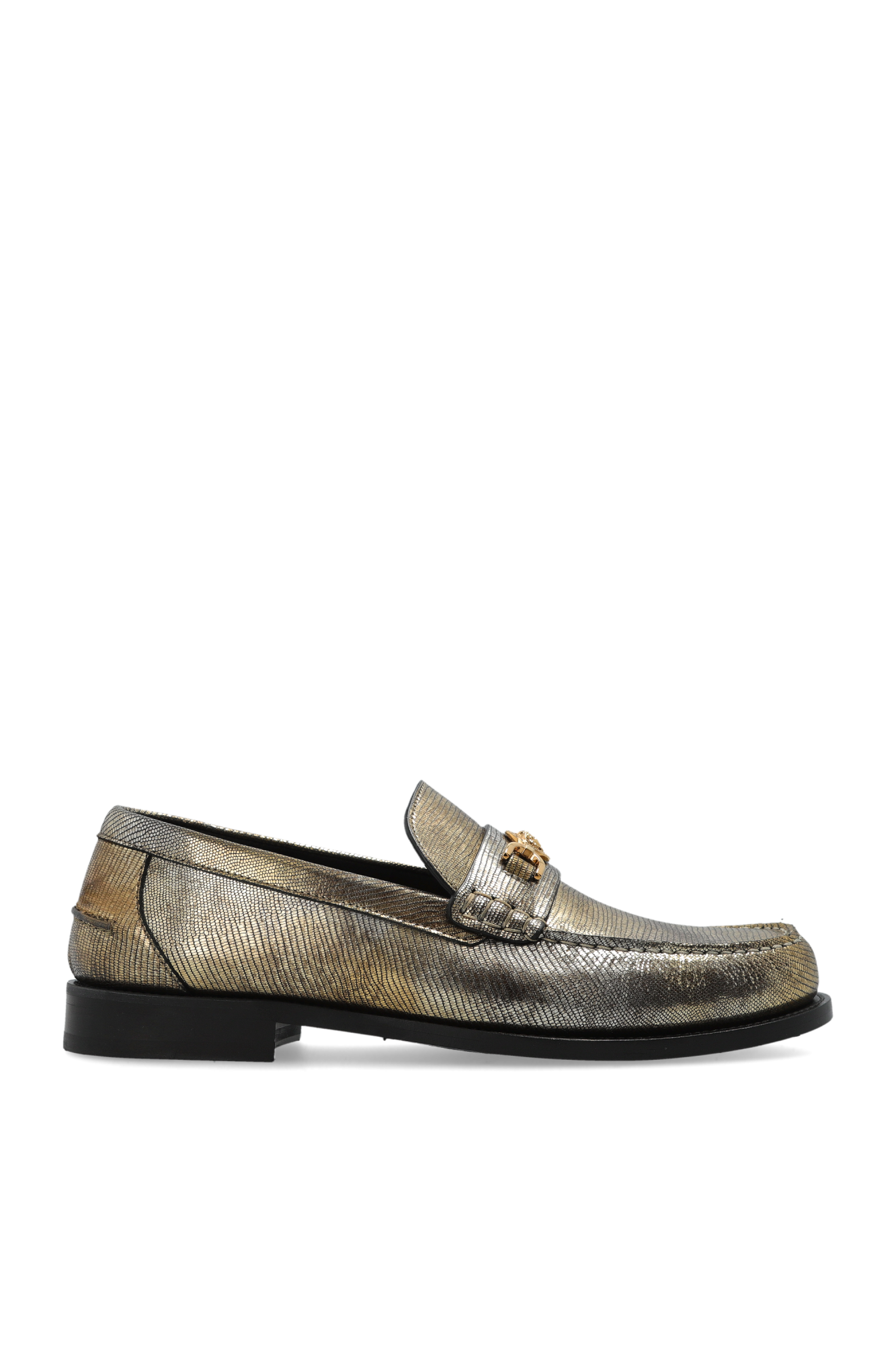 Versace Skórzane Buty Typu `loafers`, Mężczyźni, Złoty