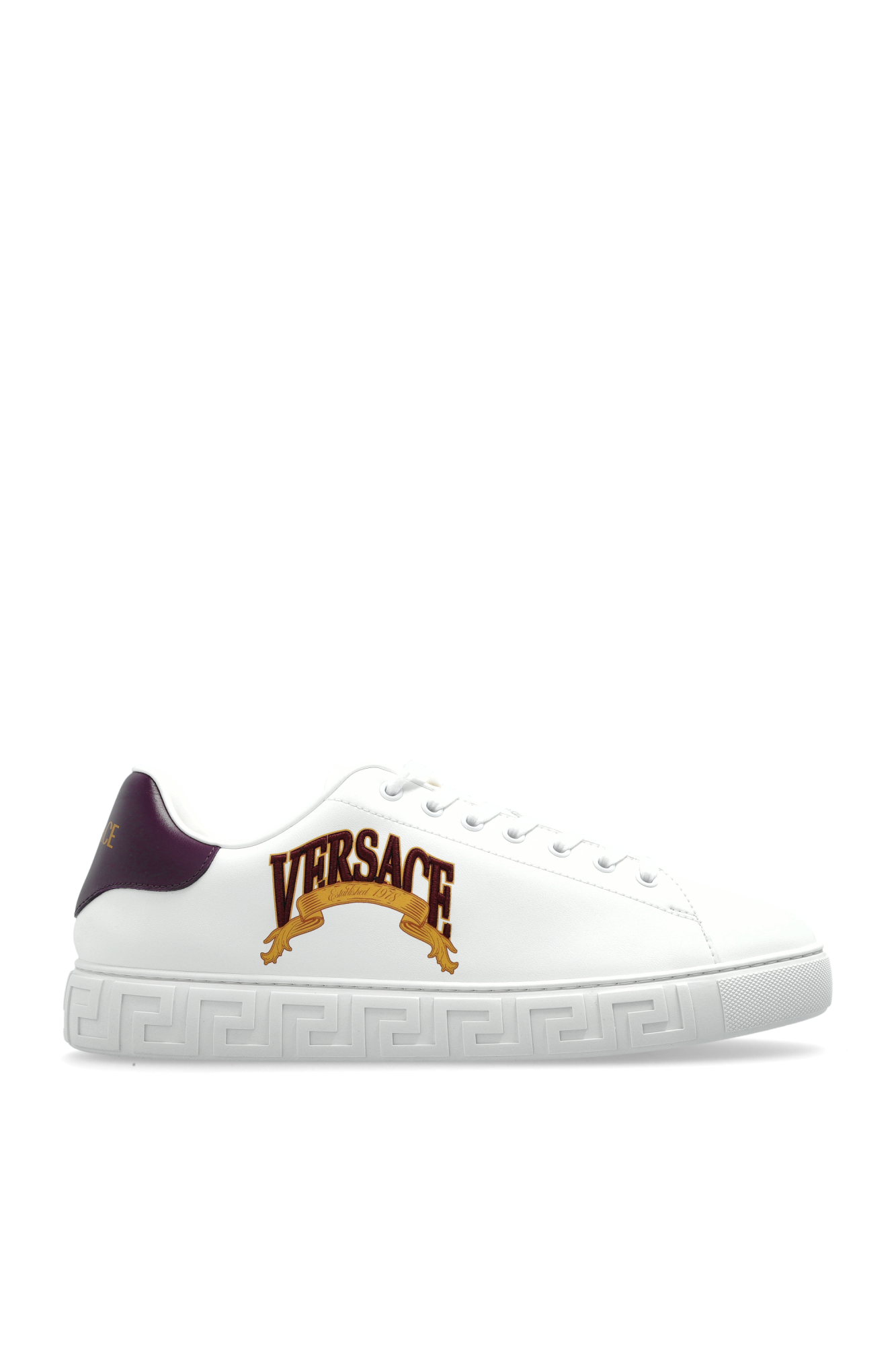 Versace Buty Sportowe Z Wyszytym Logo, Mężczyźni, Biały