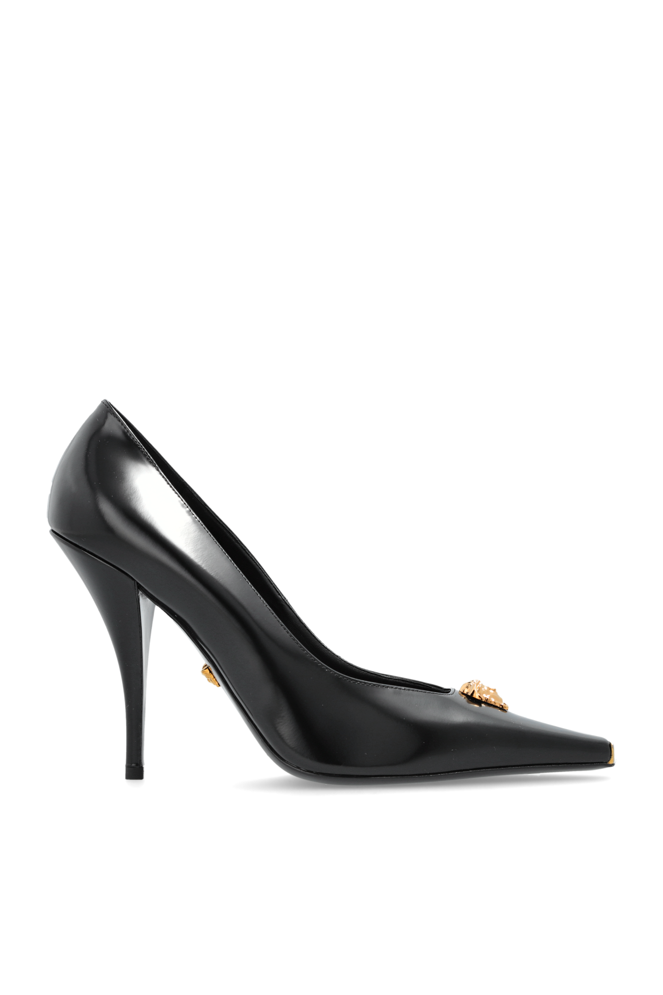 Versace Skórzane Buty Na Obcasie, Kobiety, Czarny