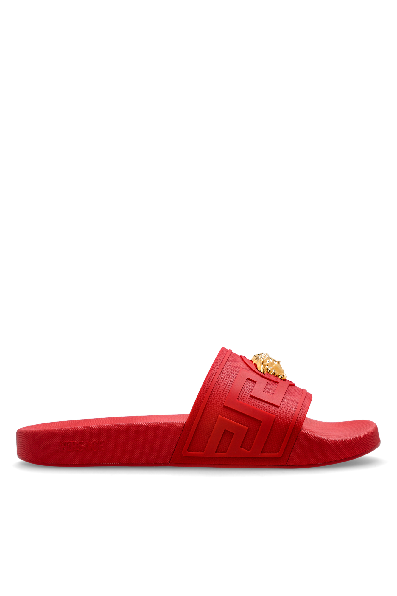 Versace Gumowe Klapki Z Głową Meduzy, Mężczyźni, Czerwony