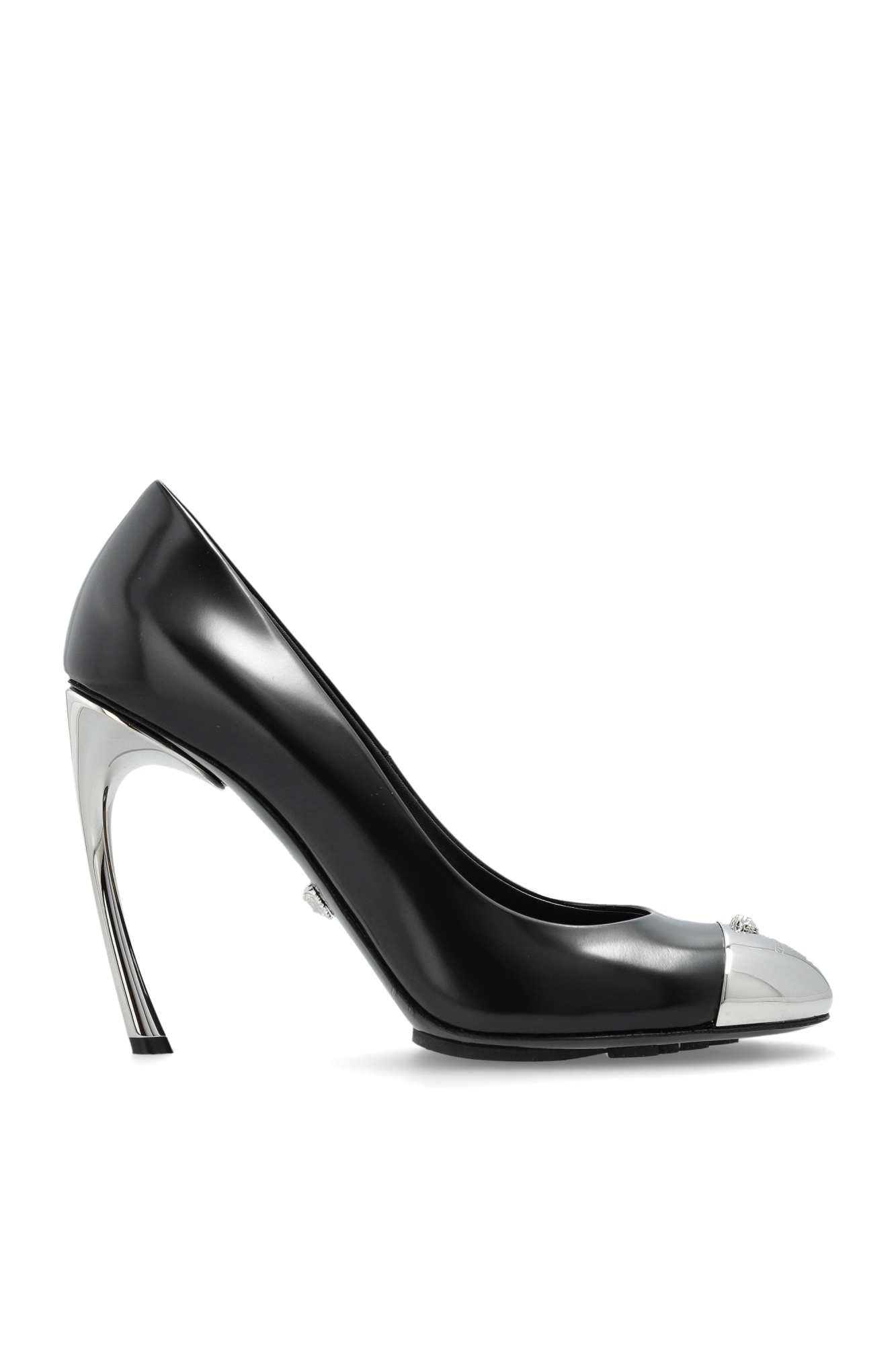 Versace Skórzane Buty Na Obcasie, Kobiety, Czarny