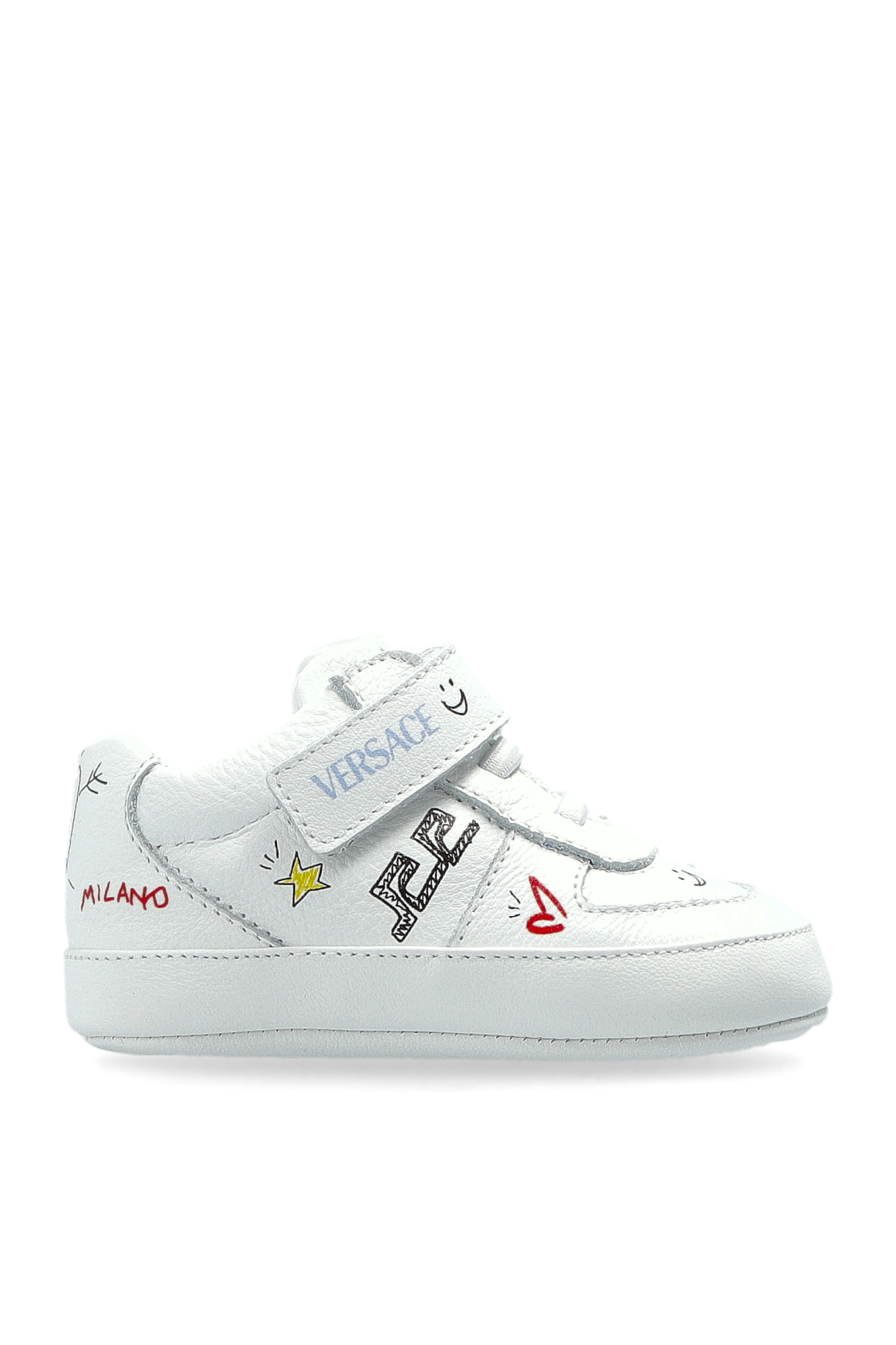 Versace Kids Skórzane Buty Z Nadrukiem, Unisex, Biały