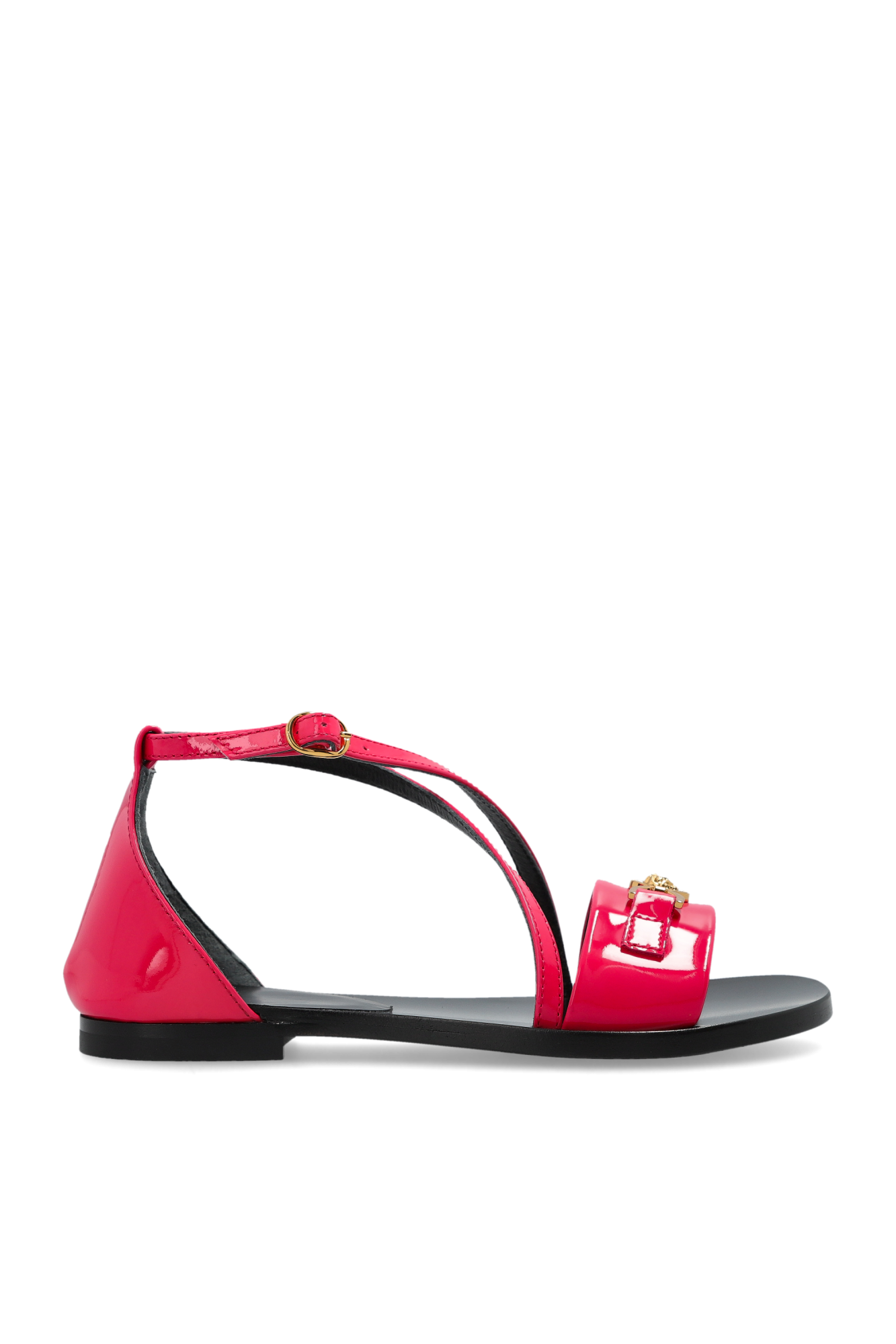 Versace Kids Skórzane Sandały Z Głową Meduzy, Unisex, Różowy