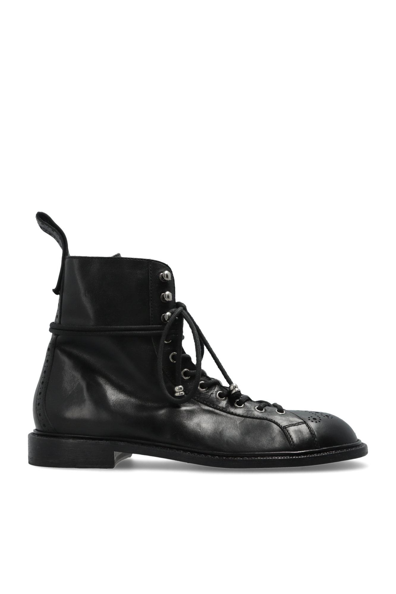 Versace Skórzane Buty Z Perforacją, Mężczyźni, Czarny