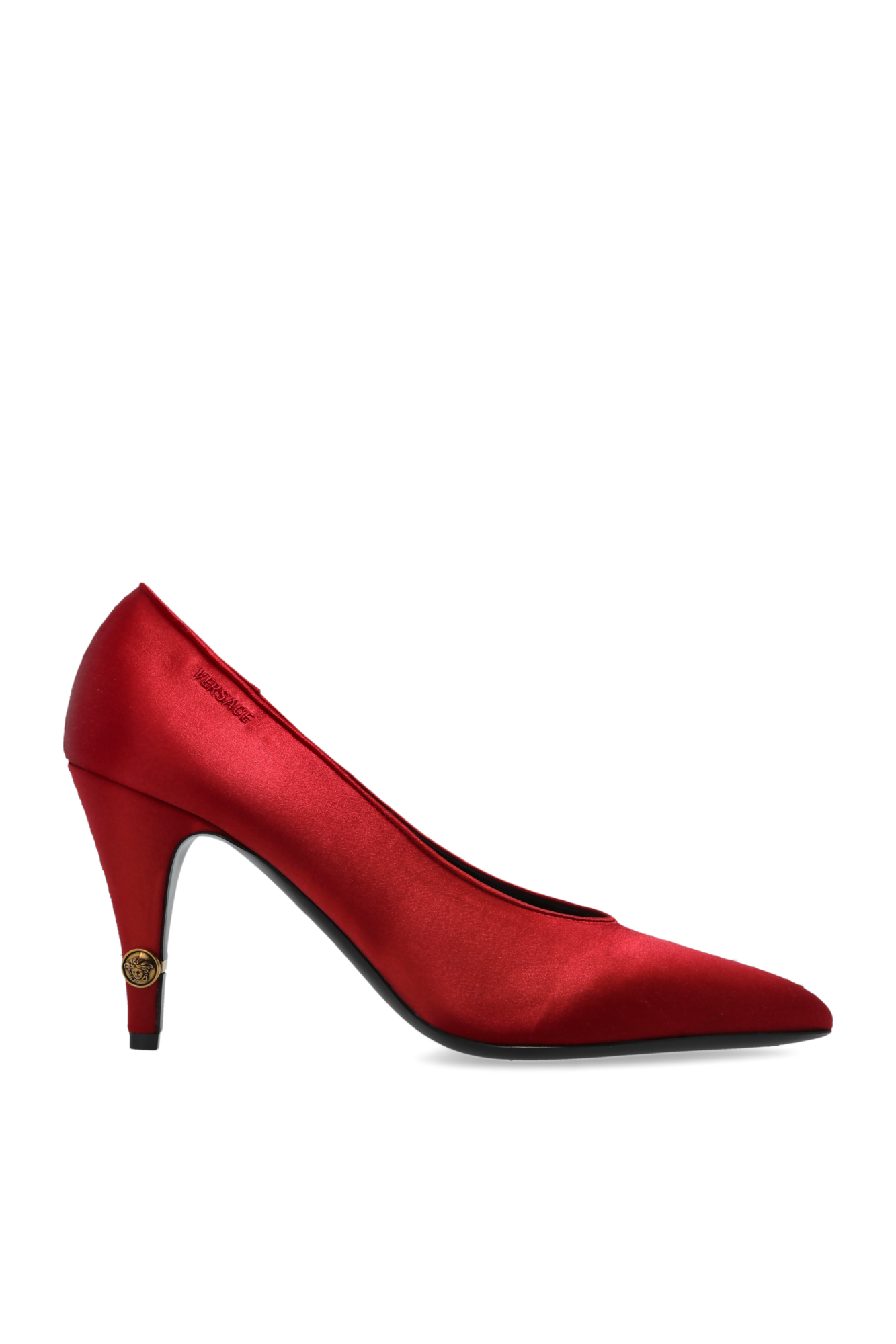 Versace Satynowe Buty Na Obcasie, Kobiety, Czerwony