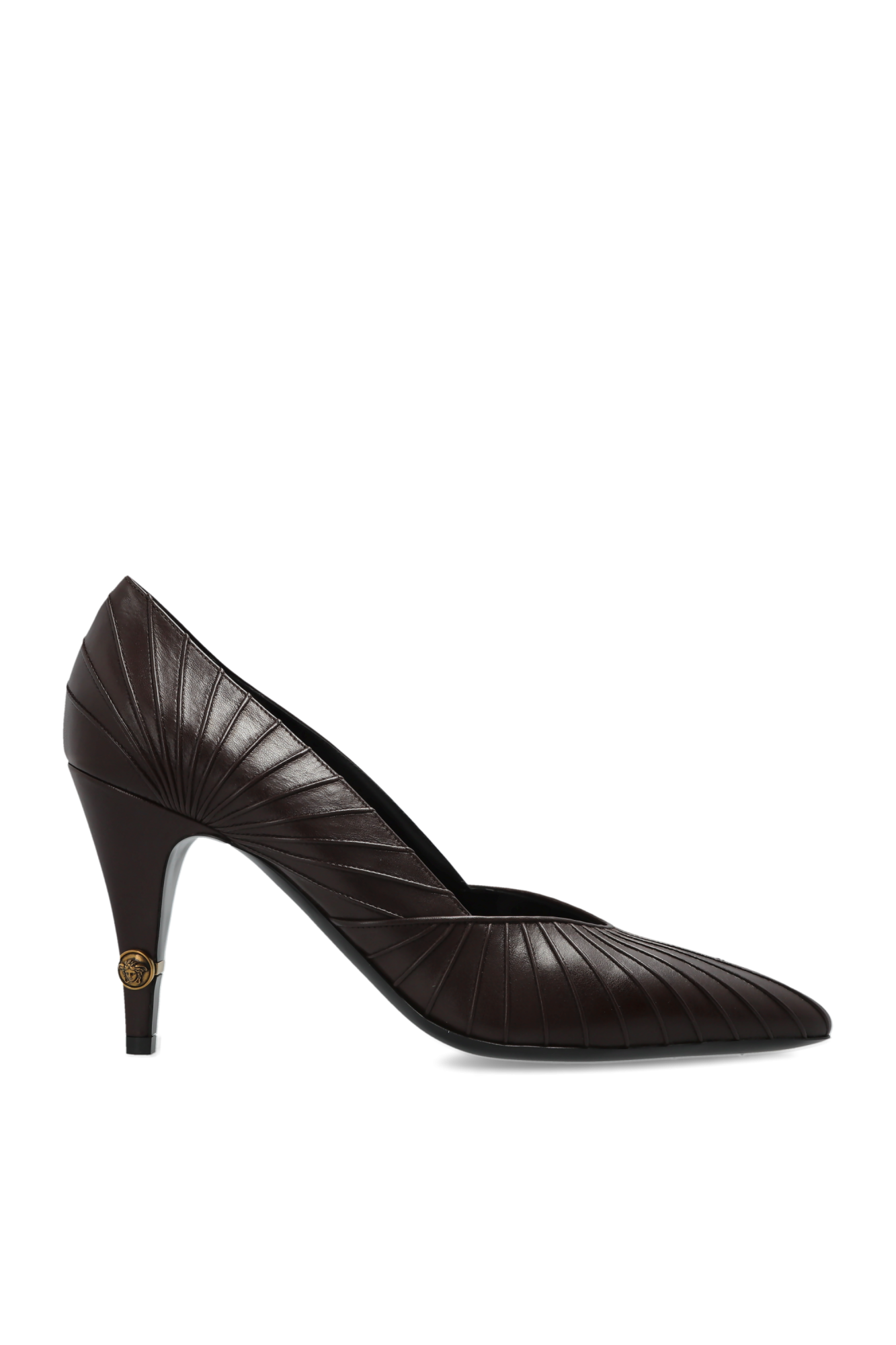 Versace Skórzane Buty Na Obcasie, Kobiety, Brązowy