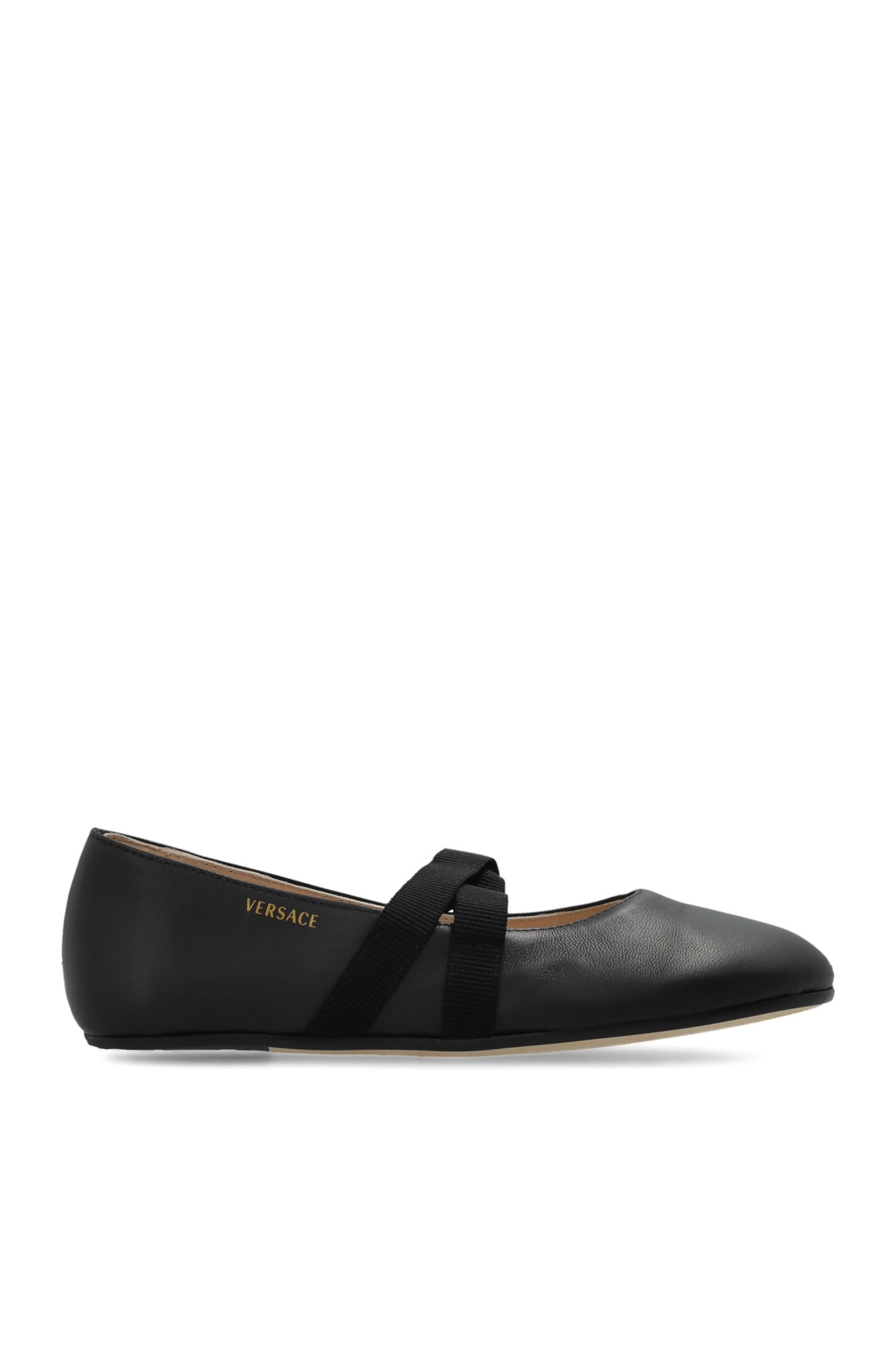 Versace Kids Skórzane Baleriny, Unisex, Czarny