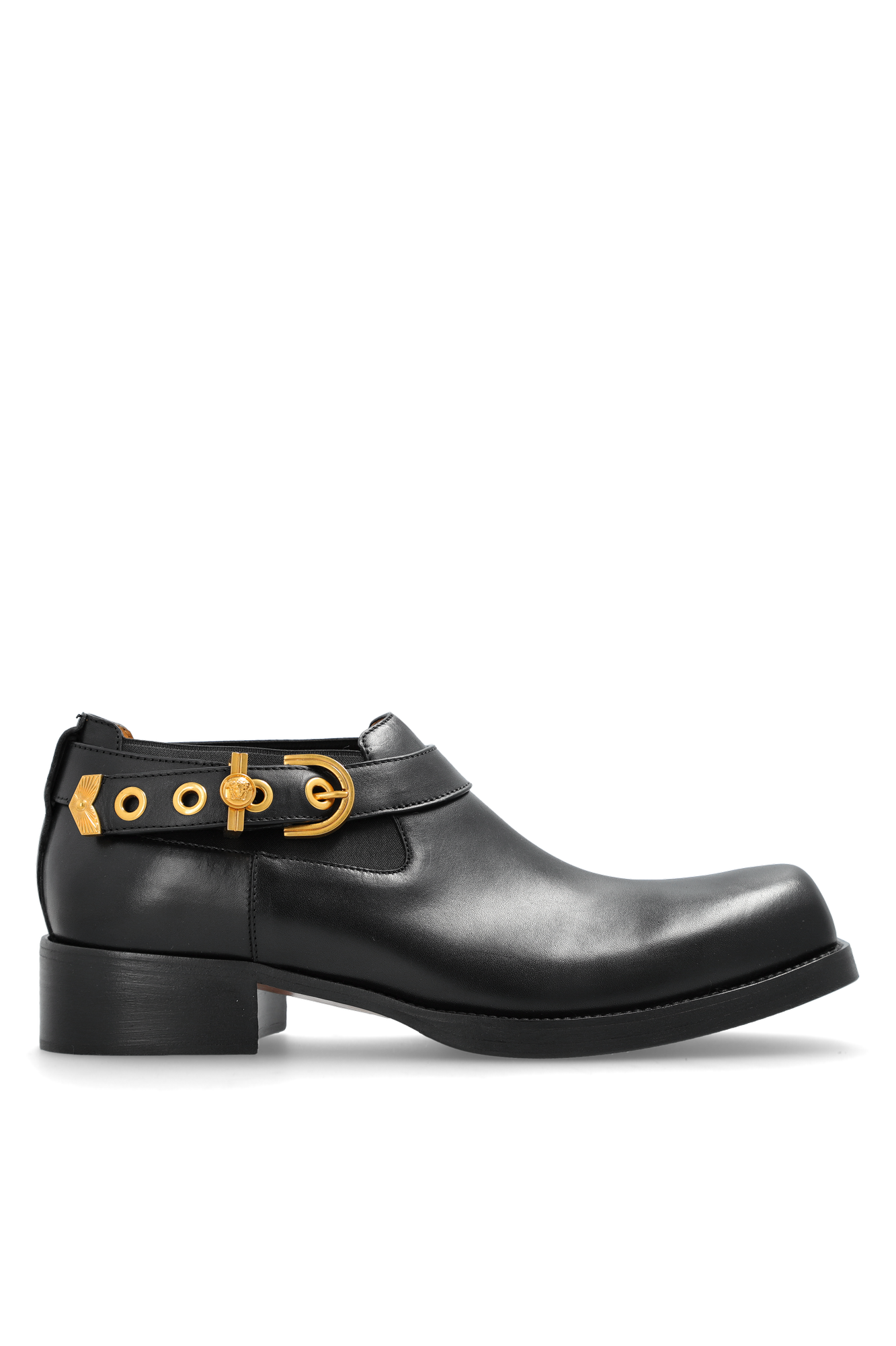 Versace Skórzane Botki, Mężczyźni, Czarny