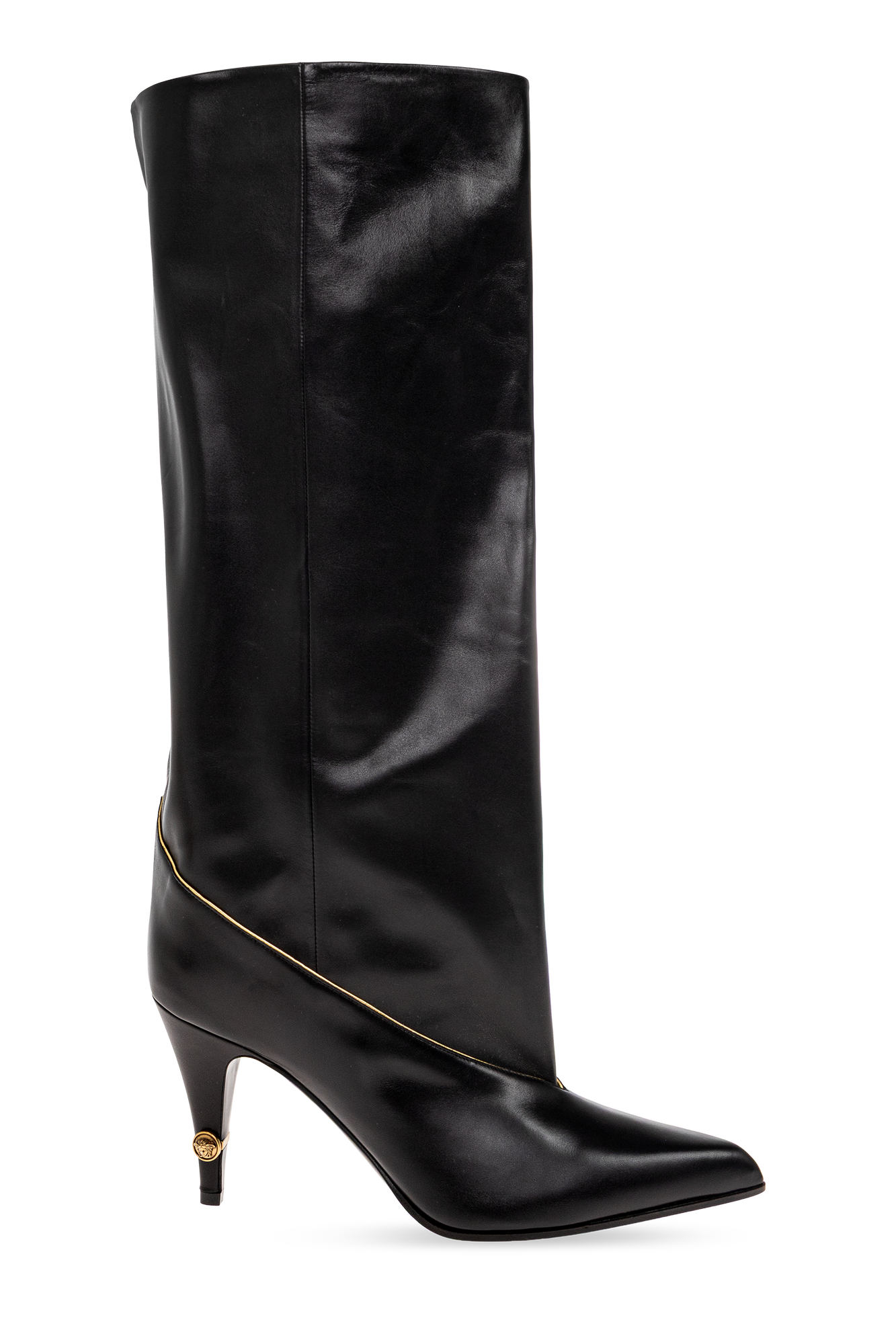 Versace Kozaki Na Obcasie `Gianni`, Kobiety, Czarny