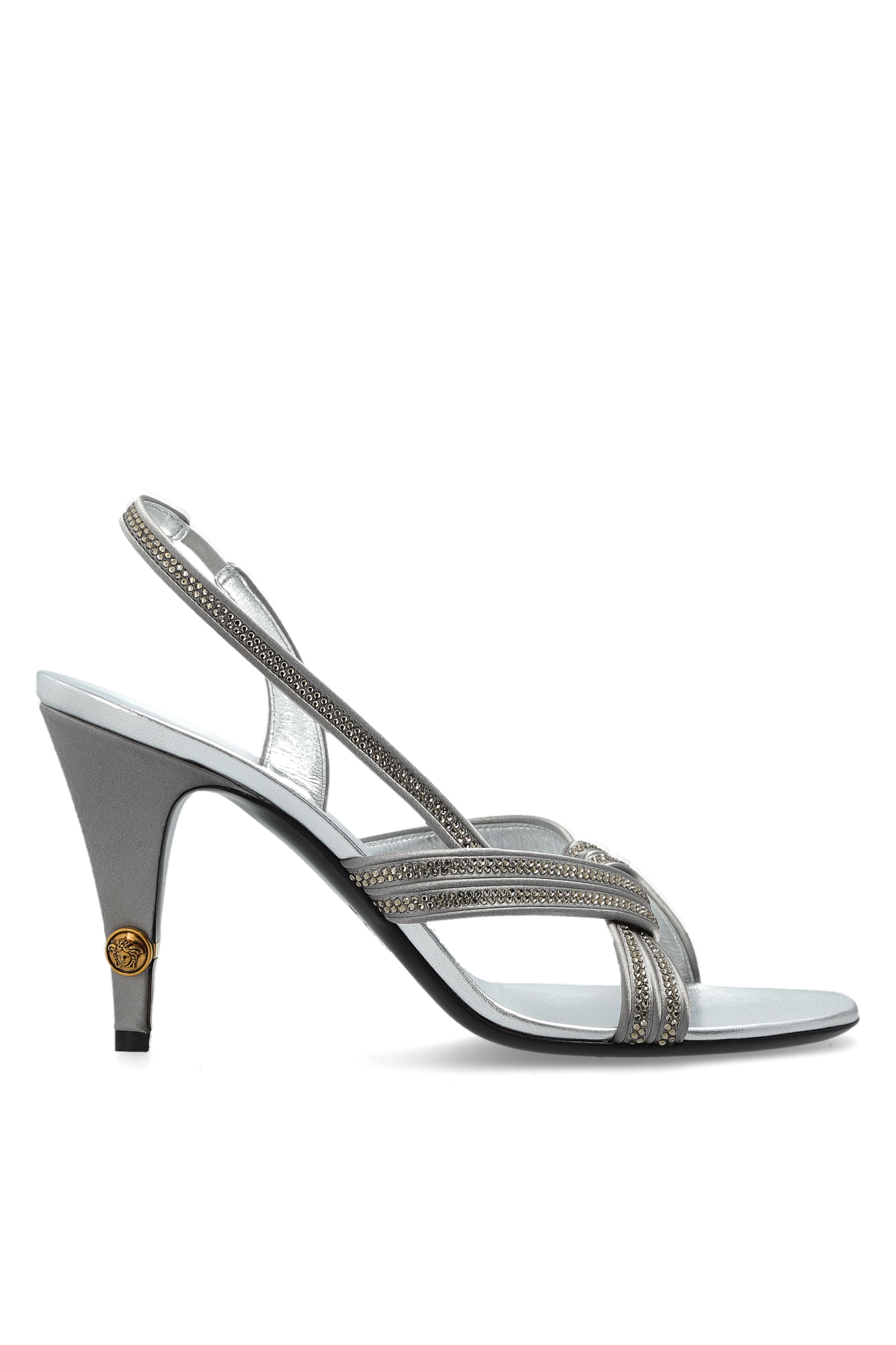 Versace Sandały Na Obcasie `Gianni`, Kobiety, Srebrny