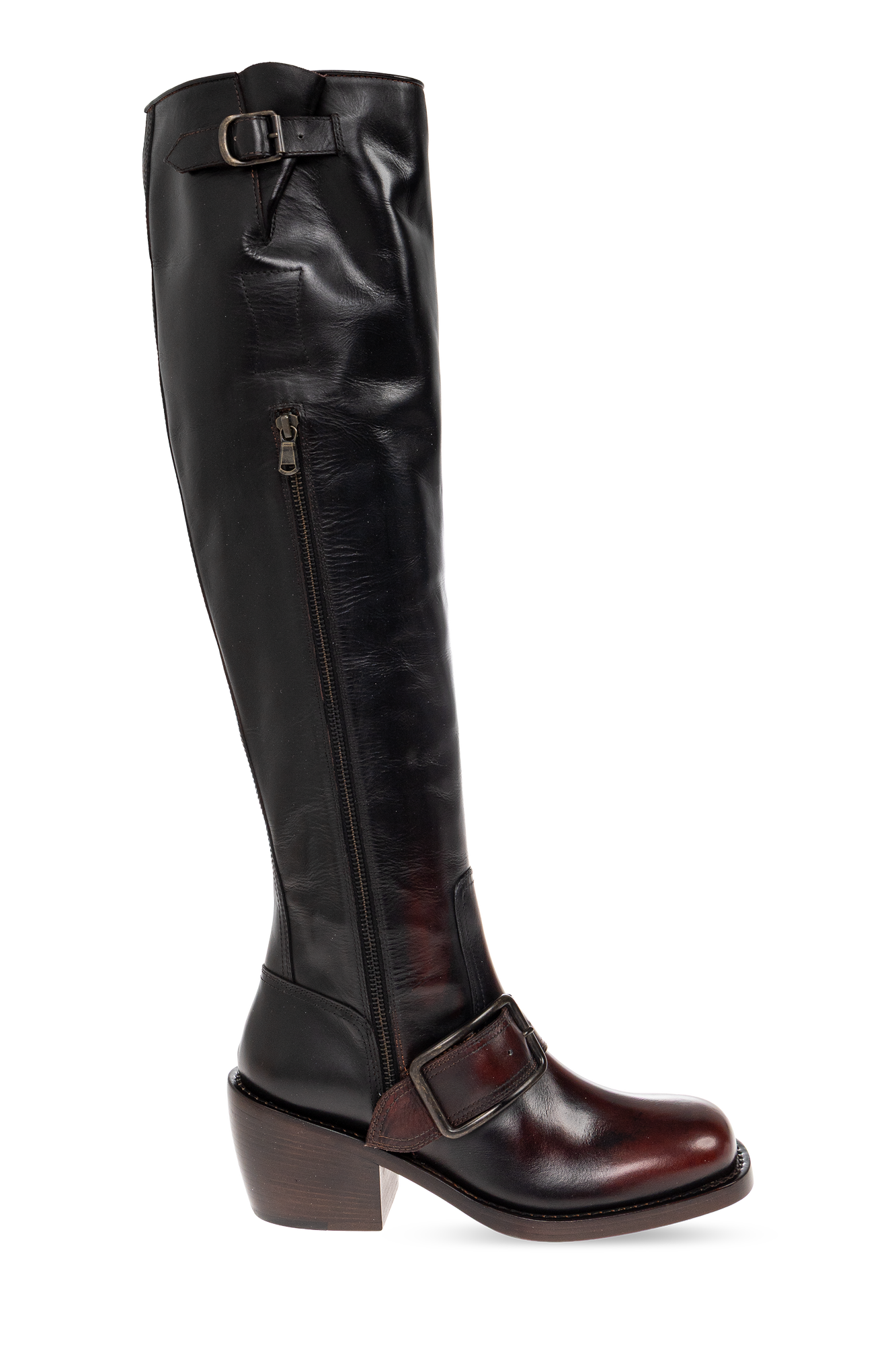 Dries Van Noten Skórzane Kozaki Na Obcasie, Kobiety, Bordo