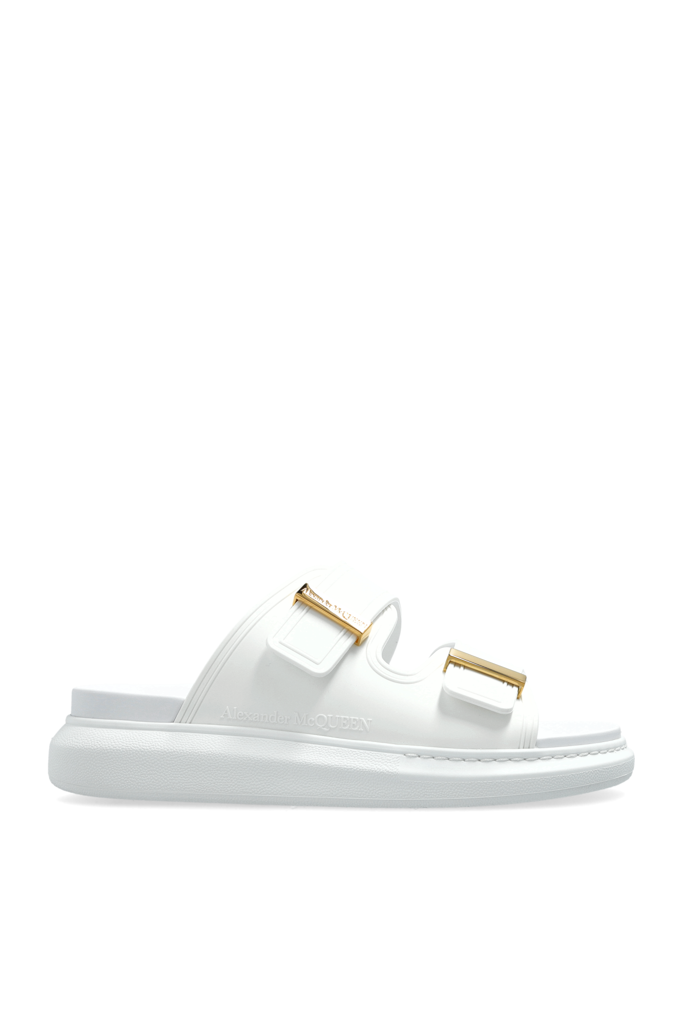 Alexander McQueen Skórzane Klapki, Kobiety, Biały
