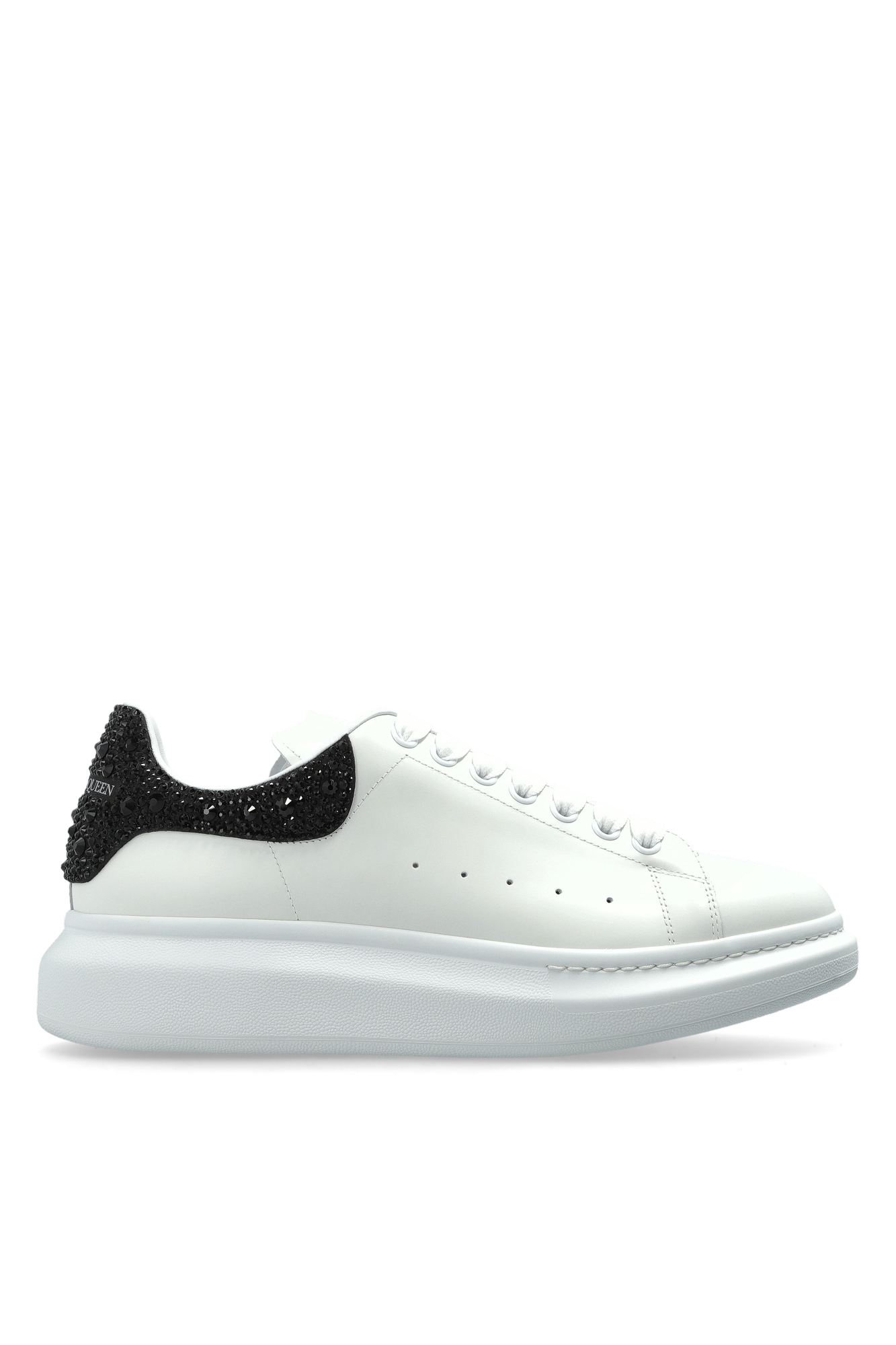 Alexander McQueen Skórzane Buty Sportowe Z Połyskującymi Kryształami, Mężczyźni, Biały