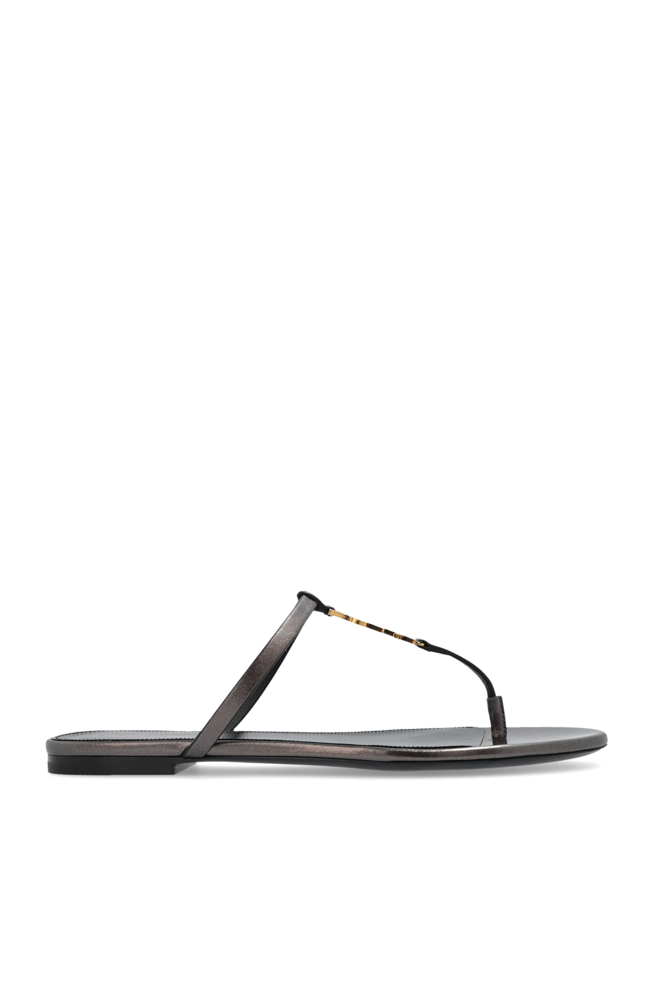 Saint Laurent Skórzane Klapki, Kobiety, Brązowy