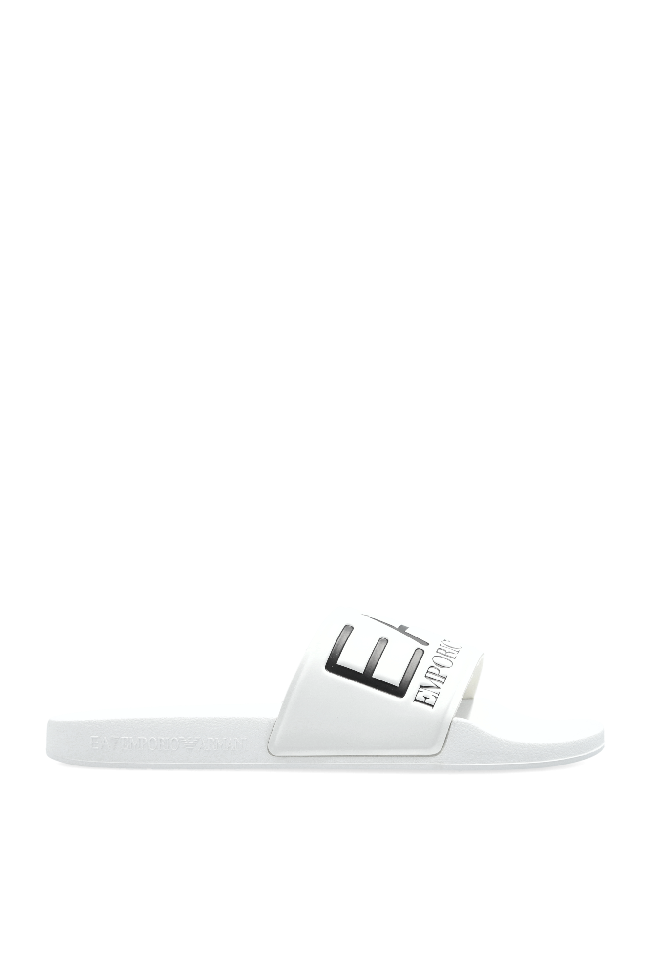 EA7 Emporio Armani Gumowe Klapki Z Logo, Mężczyźni, Biały