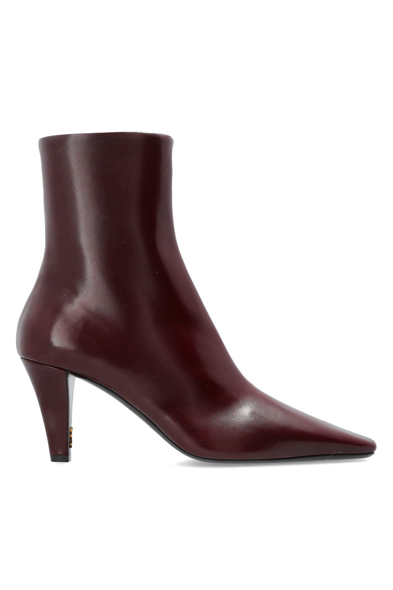 Saint Laurent Skórzane Botki Na Obcasie ‘Jill’, Kobiety, Bordo