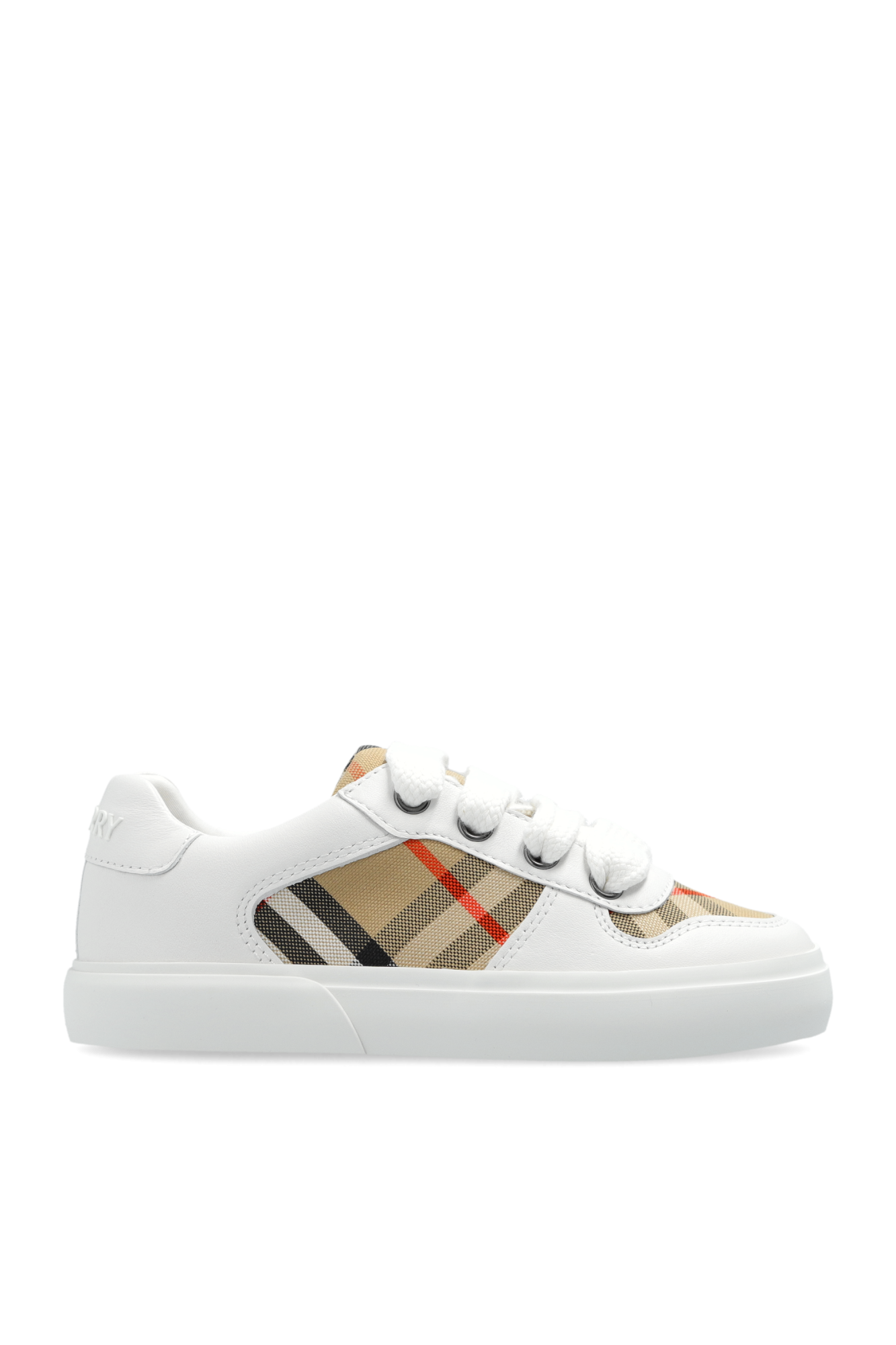 Burberry Kids Buty Sportowe Ze Wzorem W Kratę, Unisex, Biały