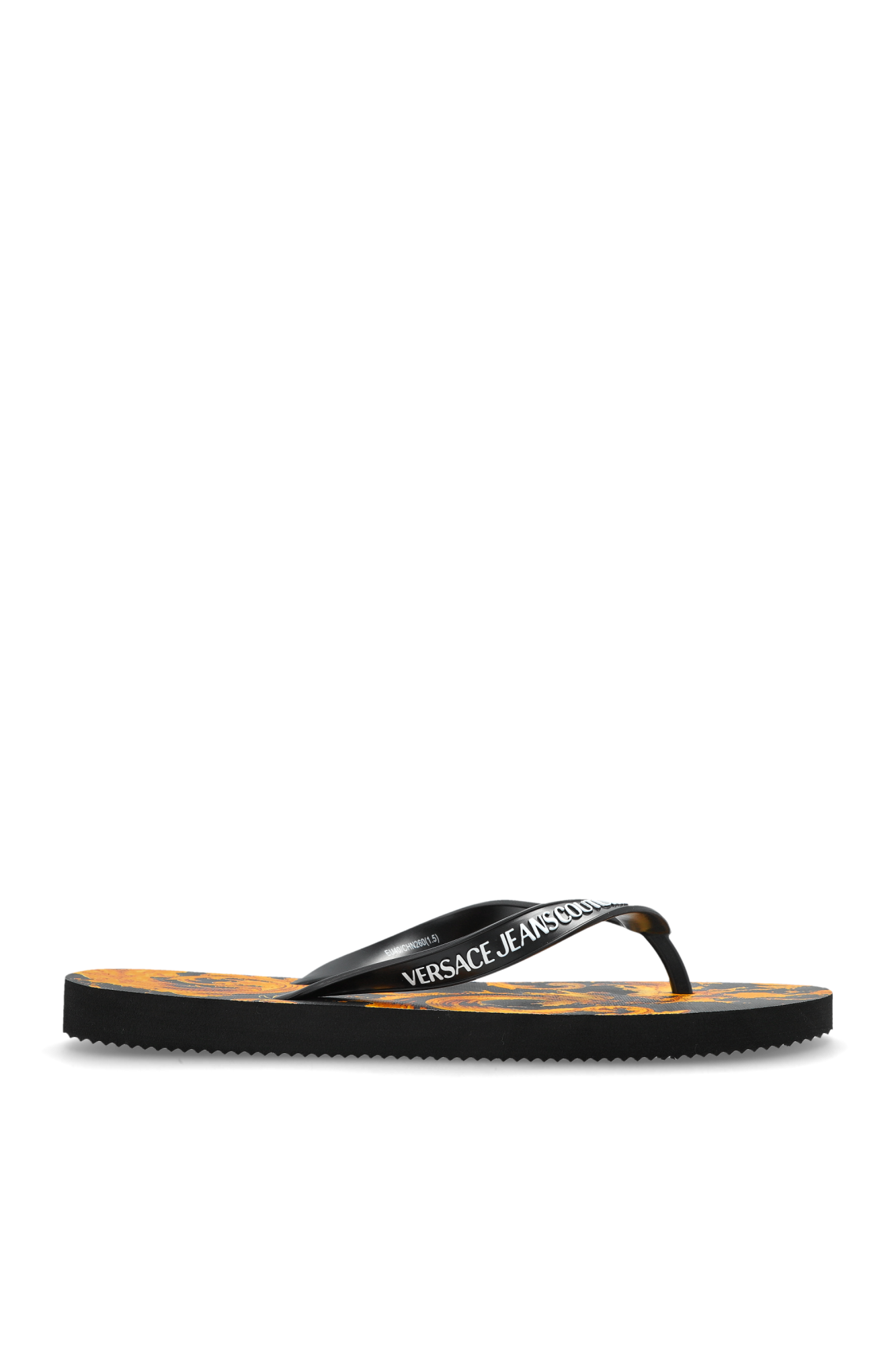 Versace Jeans Couture Gumowe Klapki Z Logo, Kobiety, Czarny