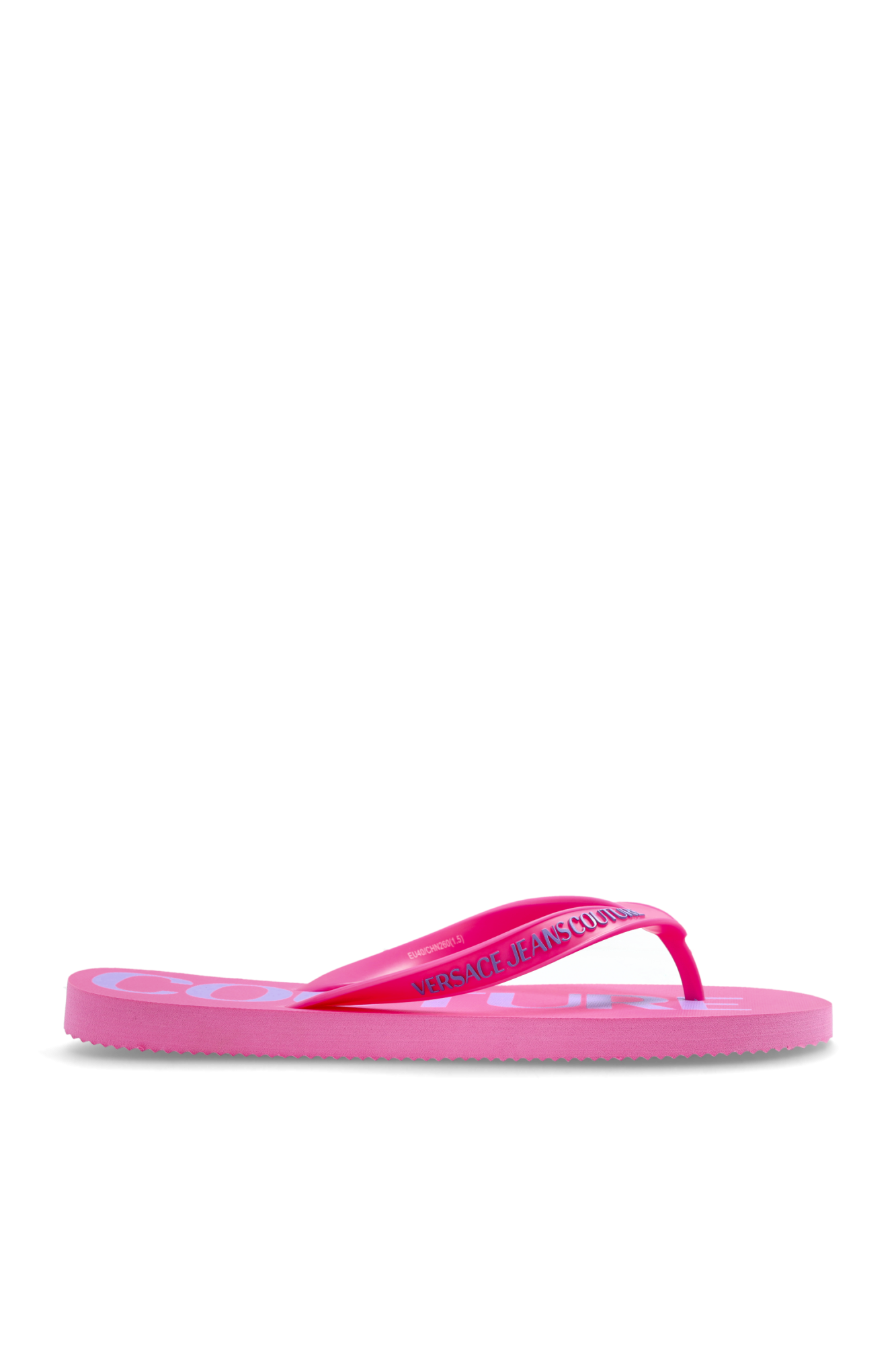 Versace Jeans Couture Gumowe Klapki Z Logo, Kobiety, Różowy