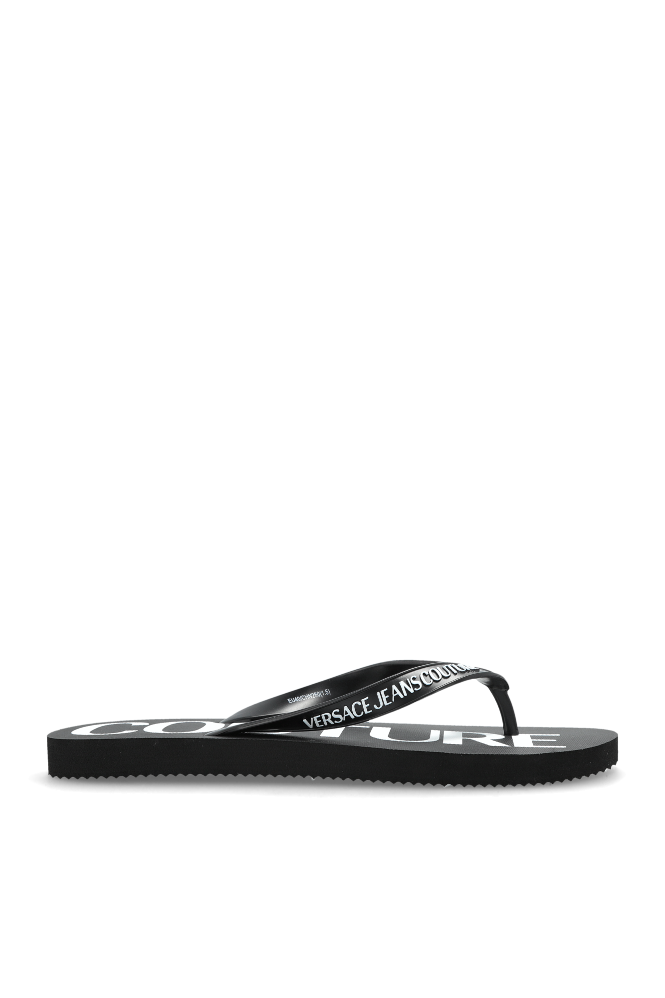 Versace Jeans Couture Gumowe Klapki Z Logo, Kobiety, Czarny