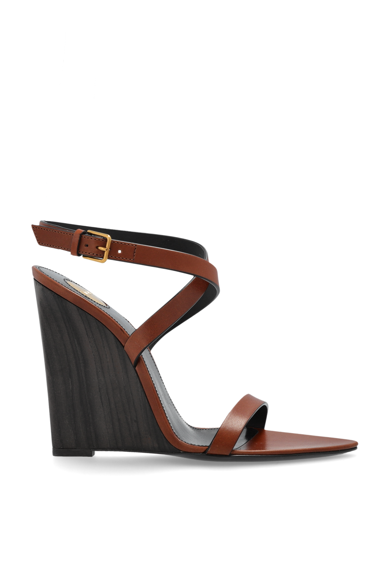 Saint Laurent Sandały Na Koturnie `Maine Liscio`, Kobiety, Brązowy