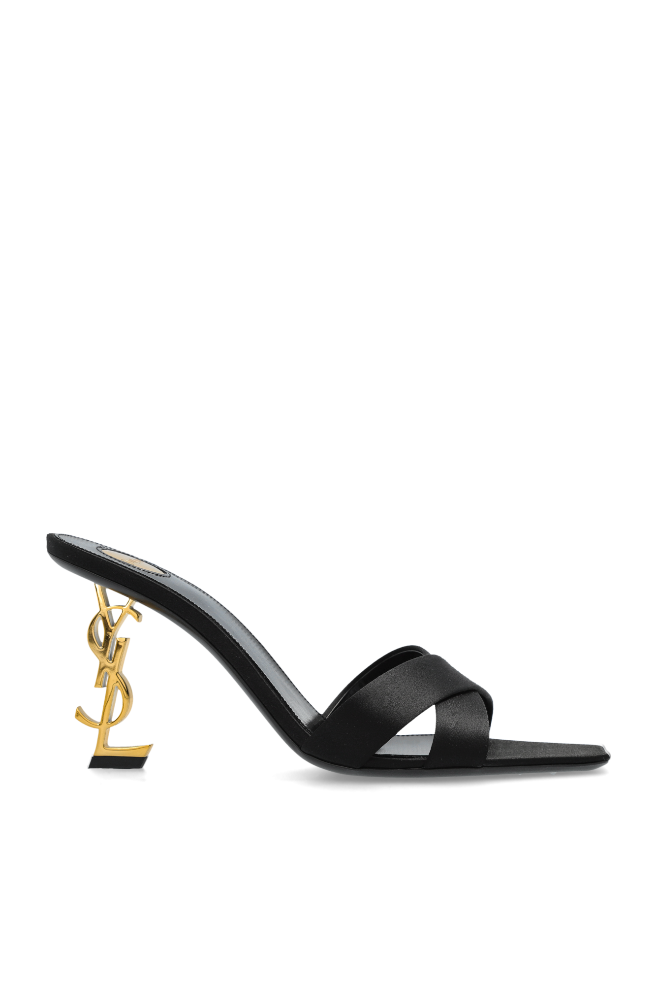 Saint Laurent Klapki Na Obcasie `Opyum`, Kobiety, Czarny