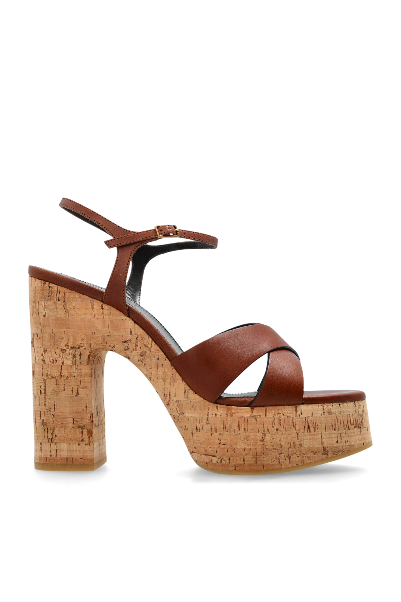 Saint Laurent Sandały `Bianca` Na Platformie, Kobiety, Brązowy