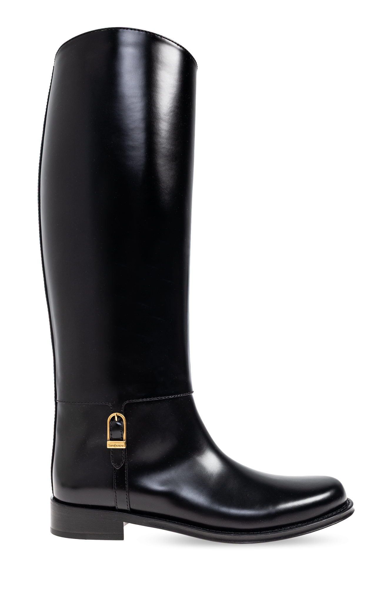 Saint Laurent Skórzane Kozaki ‘Julia’, Kobiety, Czarny