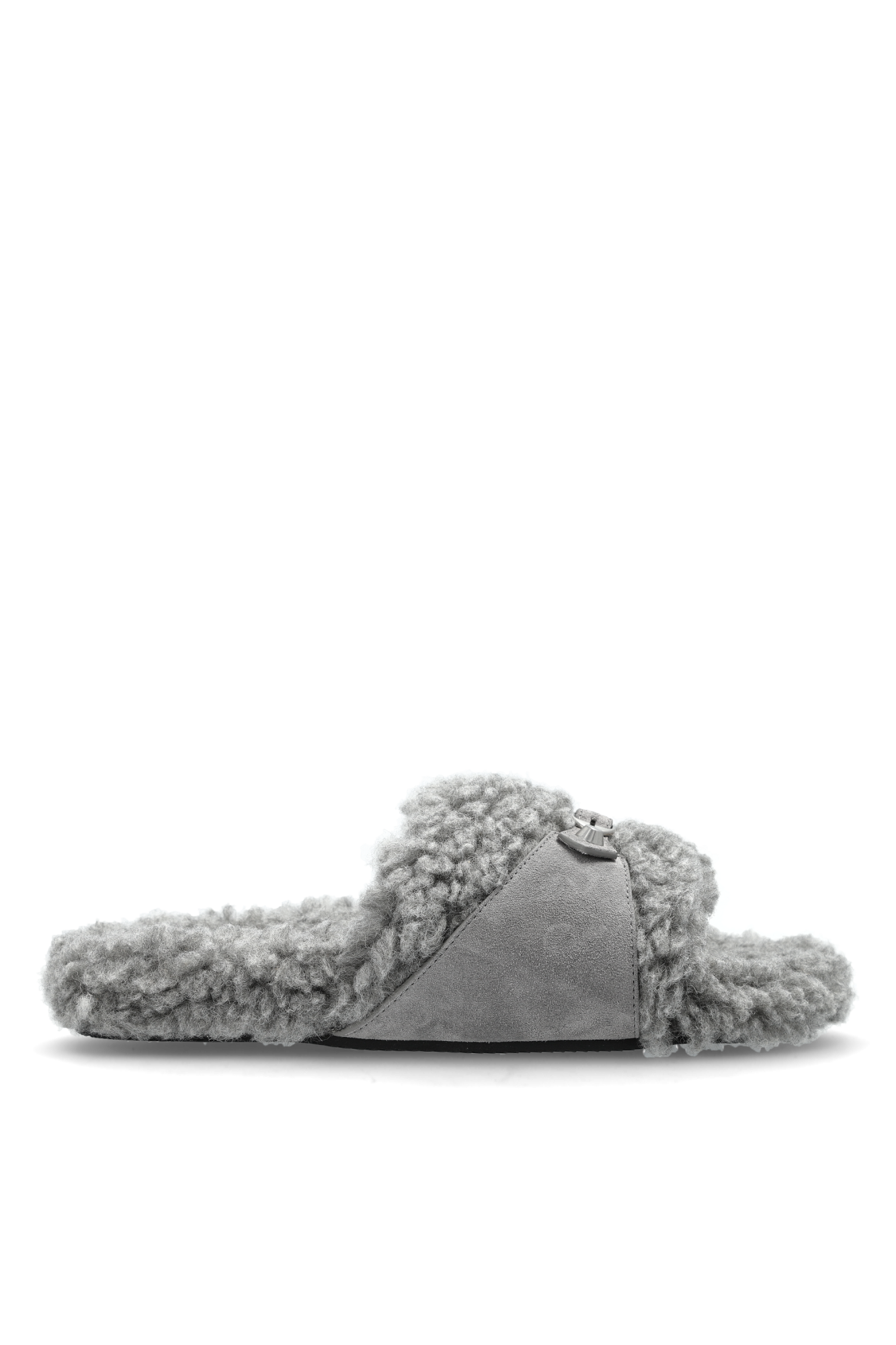 Balenciaga Klapki ‘Furry Slide’, Kobiety, Szary