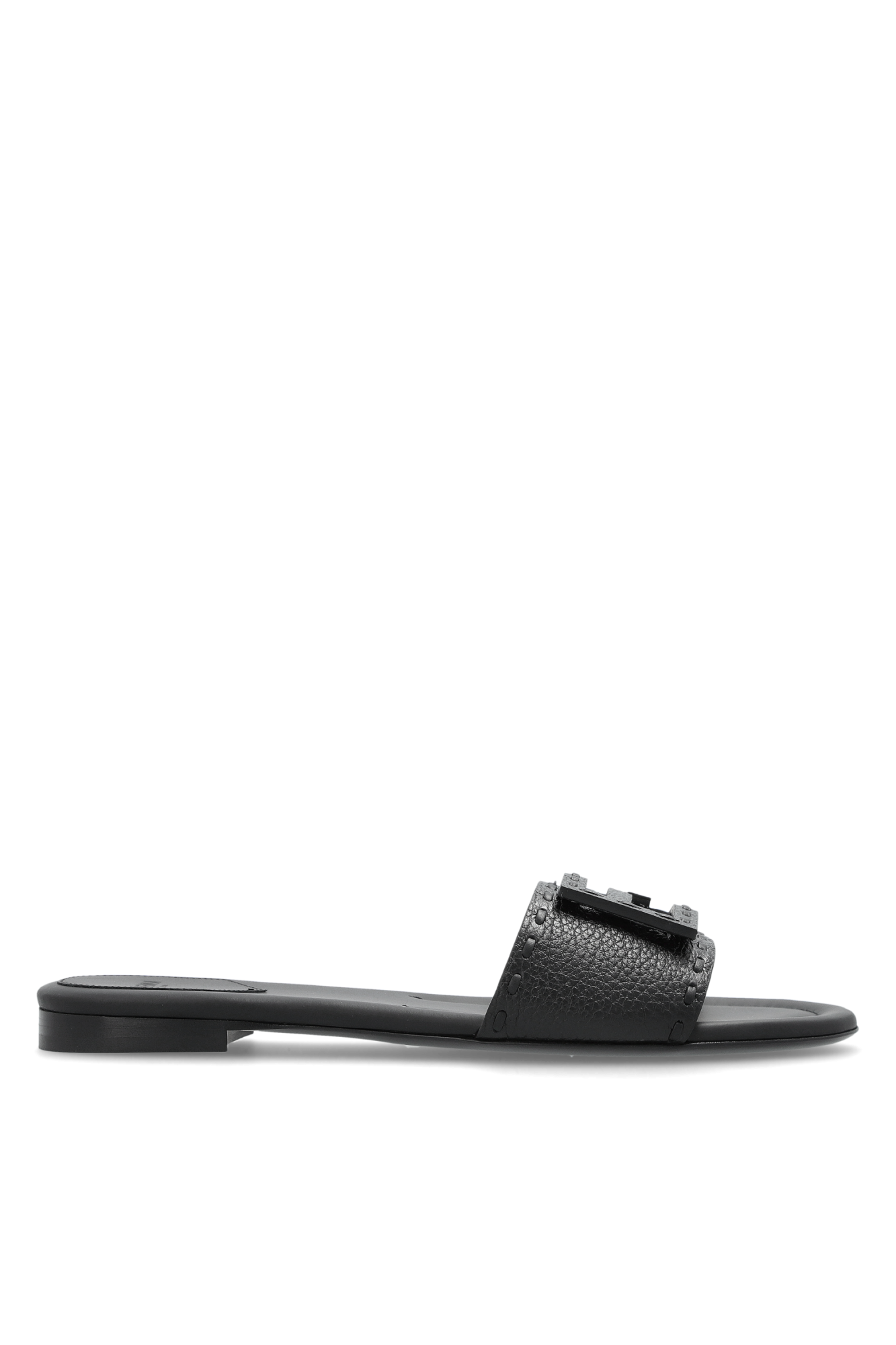 Fendi Skórzane Klapki `Baguette`, Kobiety, Czarny