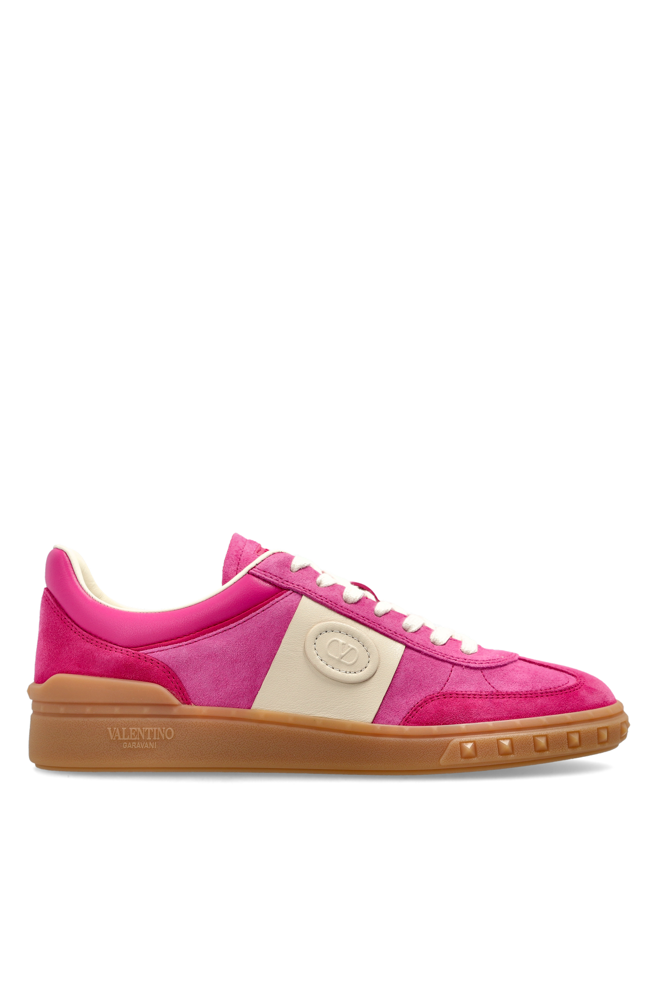 Valentino Garavani Zamszowe Buty Sportowe Z Logo, Kobiety, Różowy